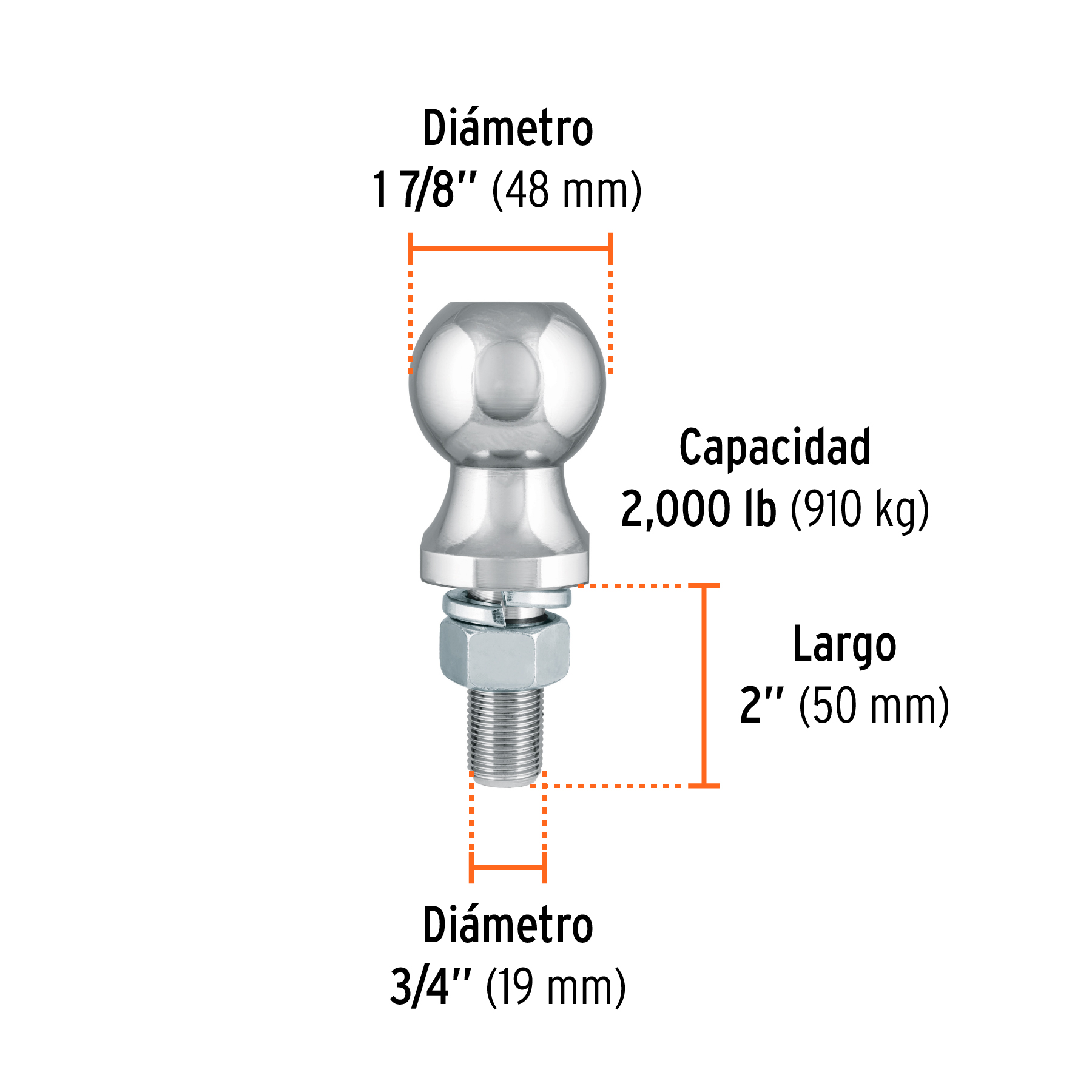 BOLA REMOLQUE 1-7/8 2000LB BOLA-20 FIERO TRUPER