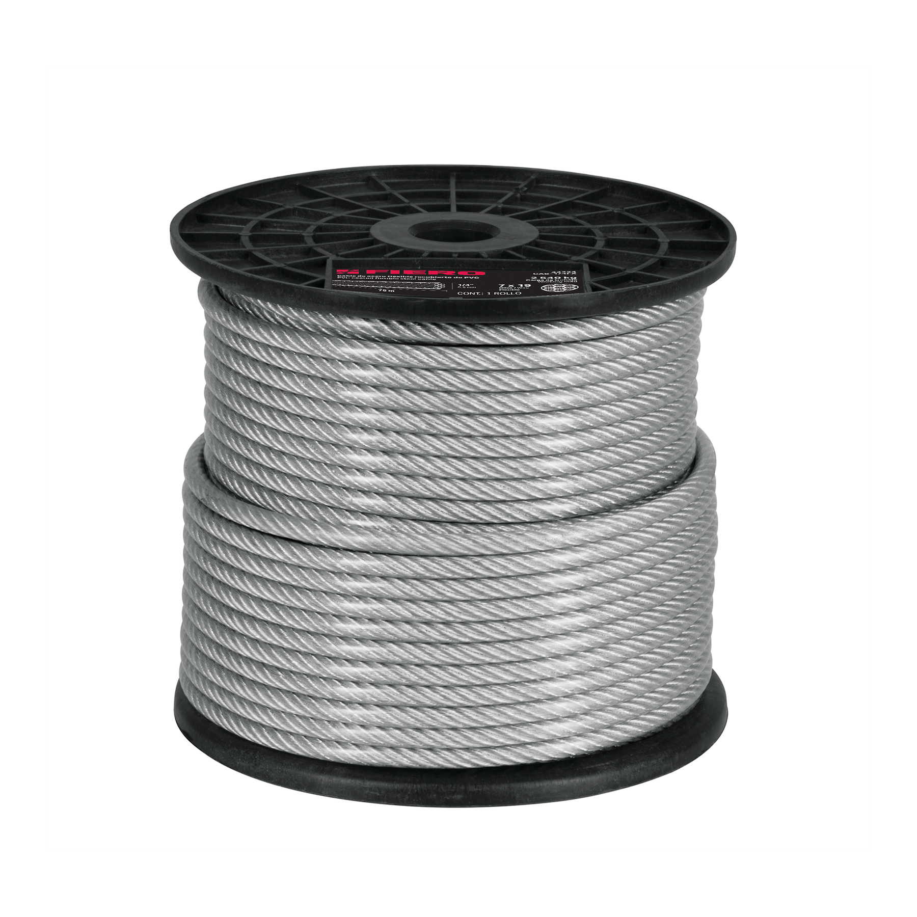 CABLE ACERO 7X19 HILOS 1/8 X 3/16x 75M CUBIERTO PVC