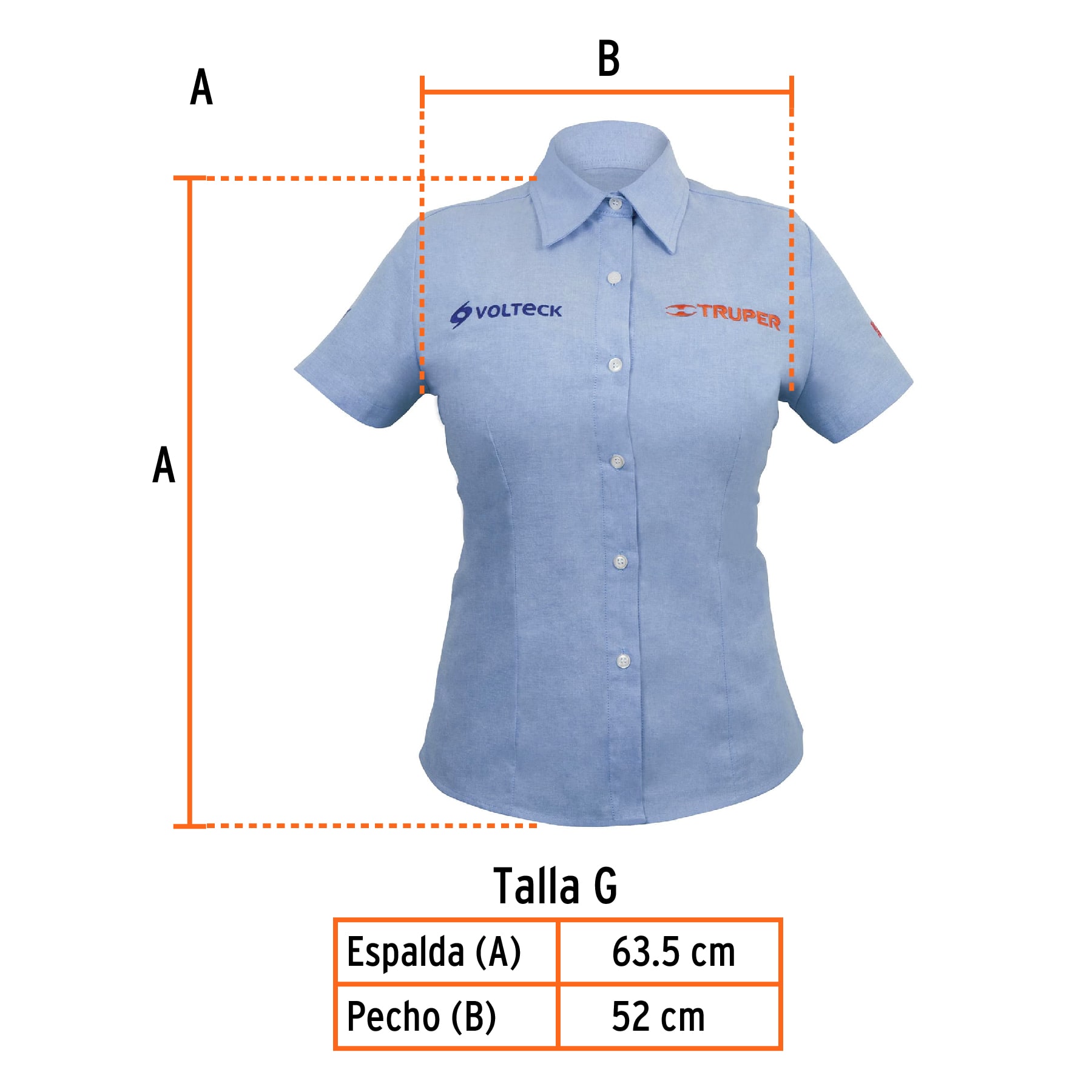Camisa manga corta para mujer, azul, G, TRUPER