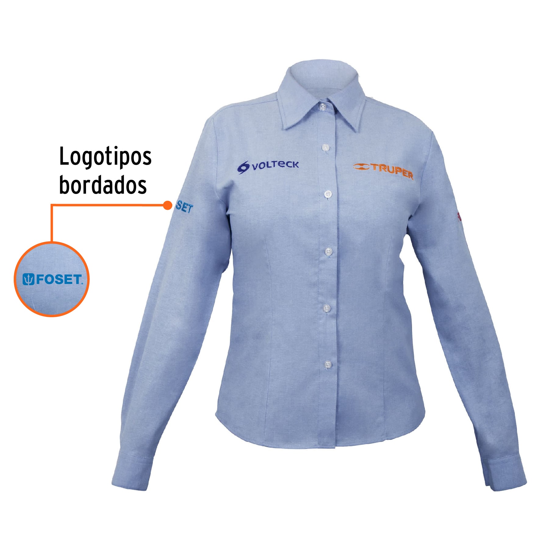 Camisa manga larga para mujer, azul, G, TRUPER