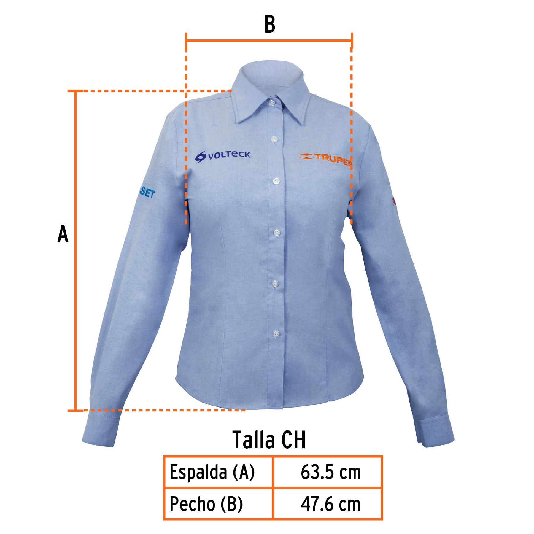 Camisa manga larga para mujer, azul, CH, TRUPER