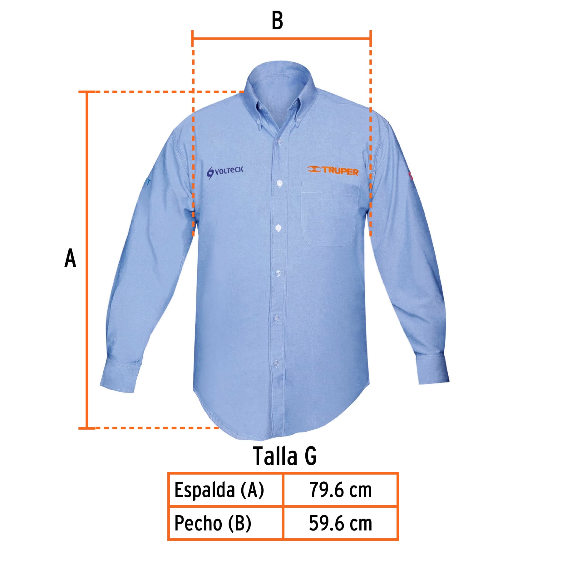 Camisa manga larga para hombre, azul, G, TRUPER