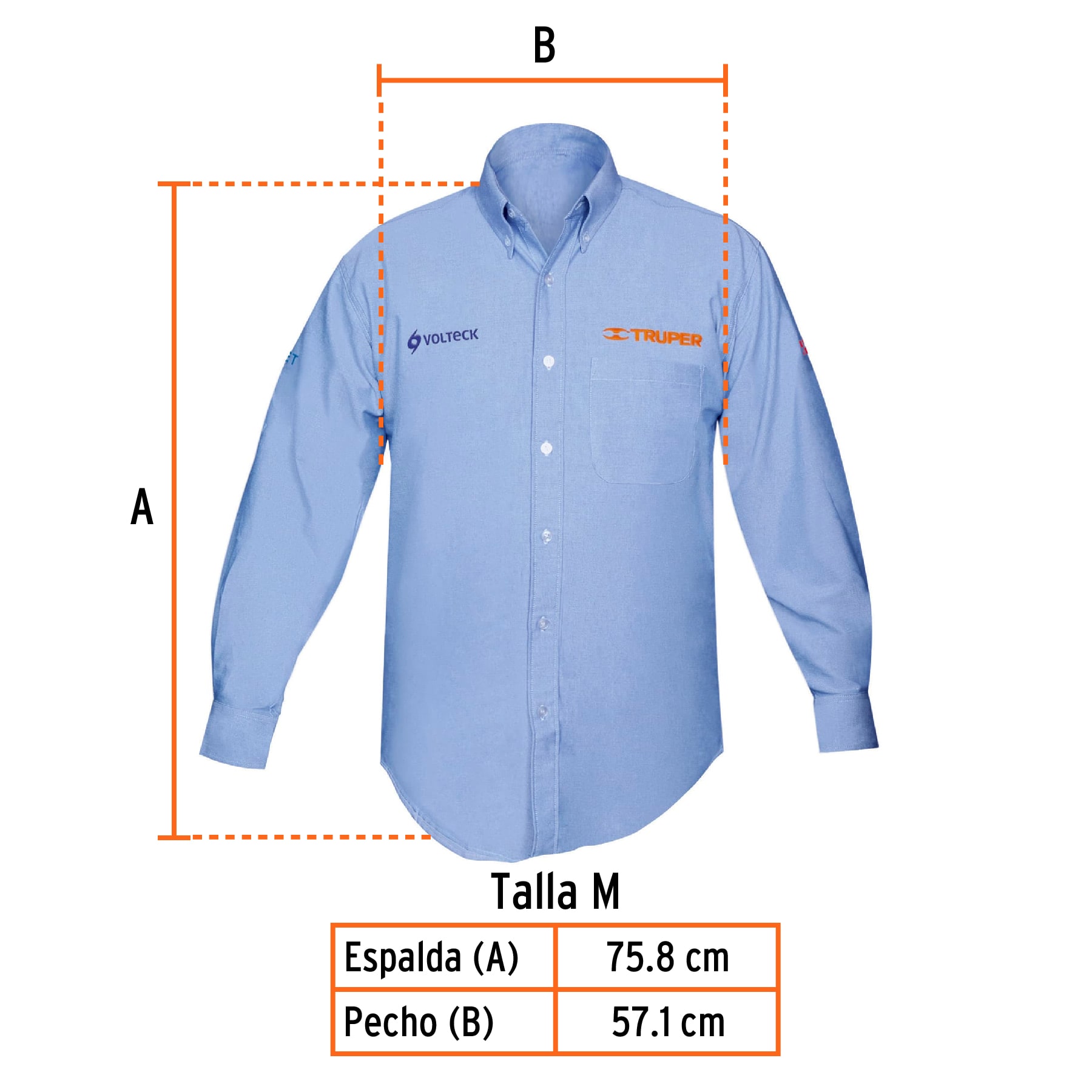 Camisa manga larga para hombre, azul, M, TRUPER