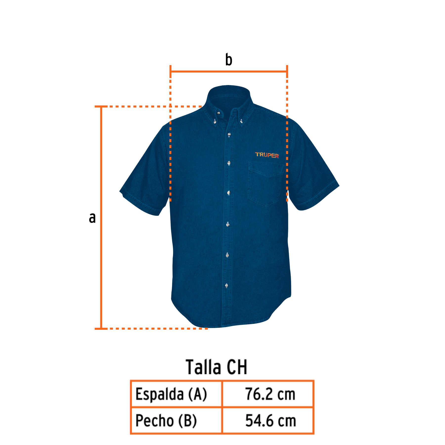 Camisa de mezclilla manga corta para hombre, CH, TRUPER
