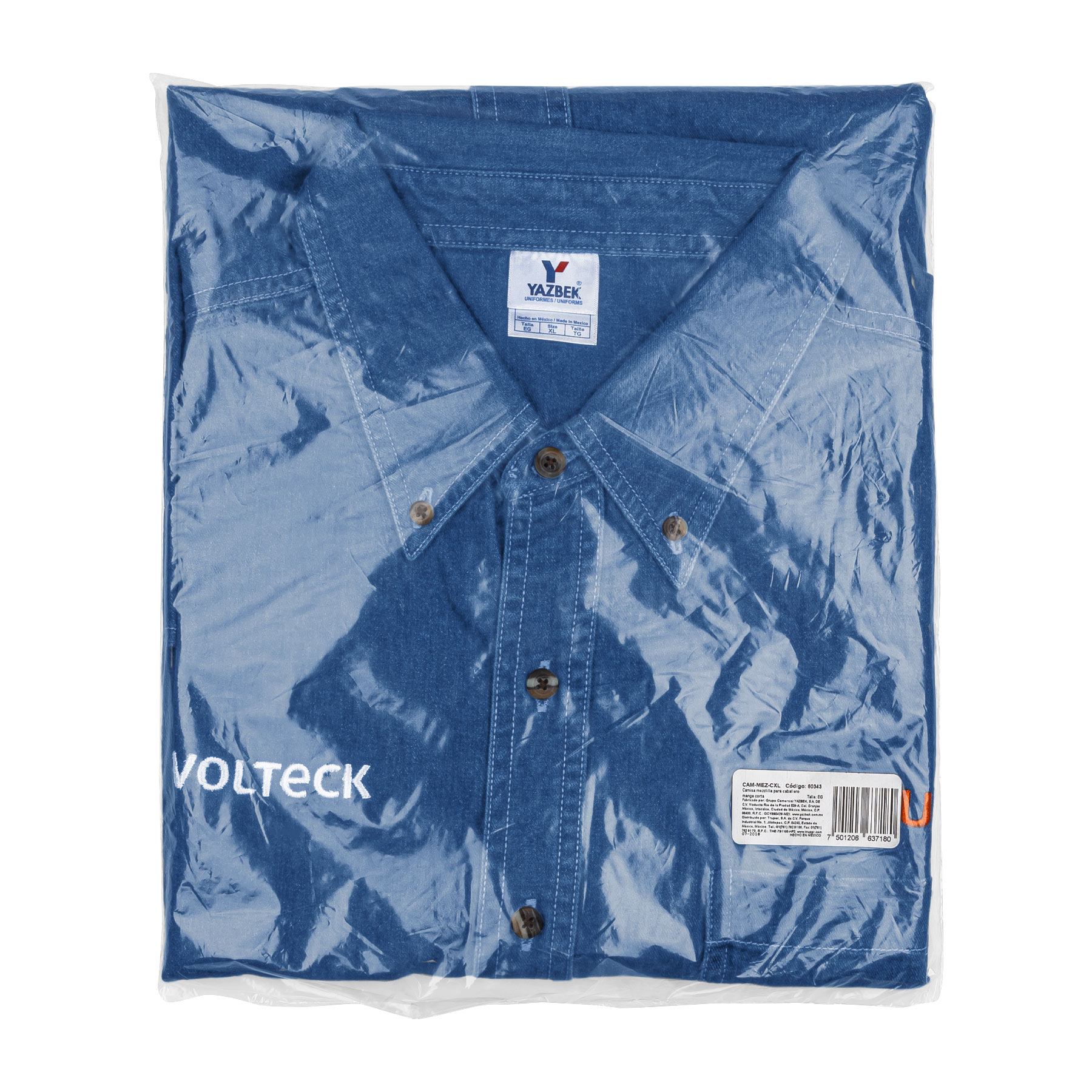 Camisa de mezclilla manga corta para hombre, EG, TRUPER