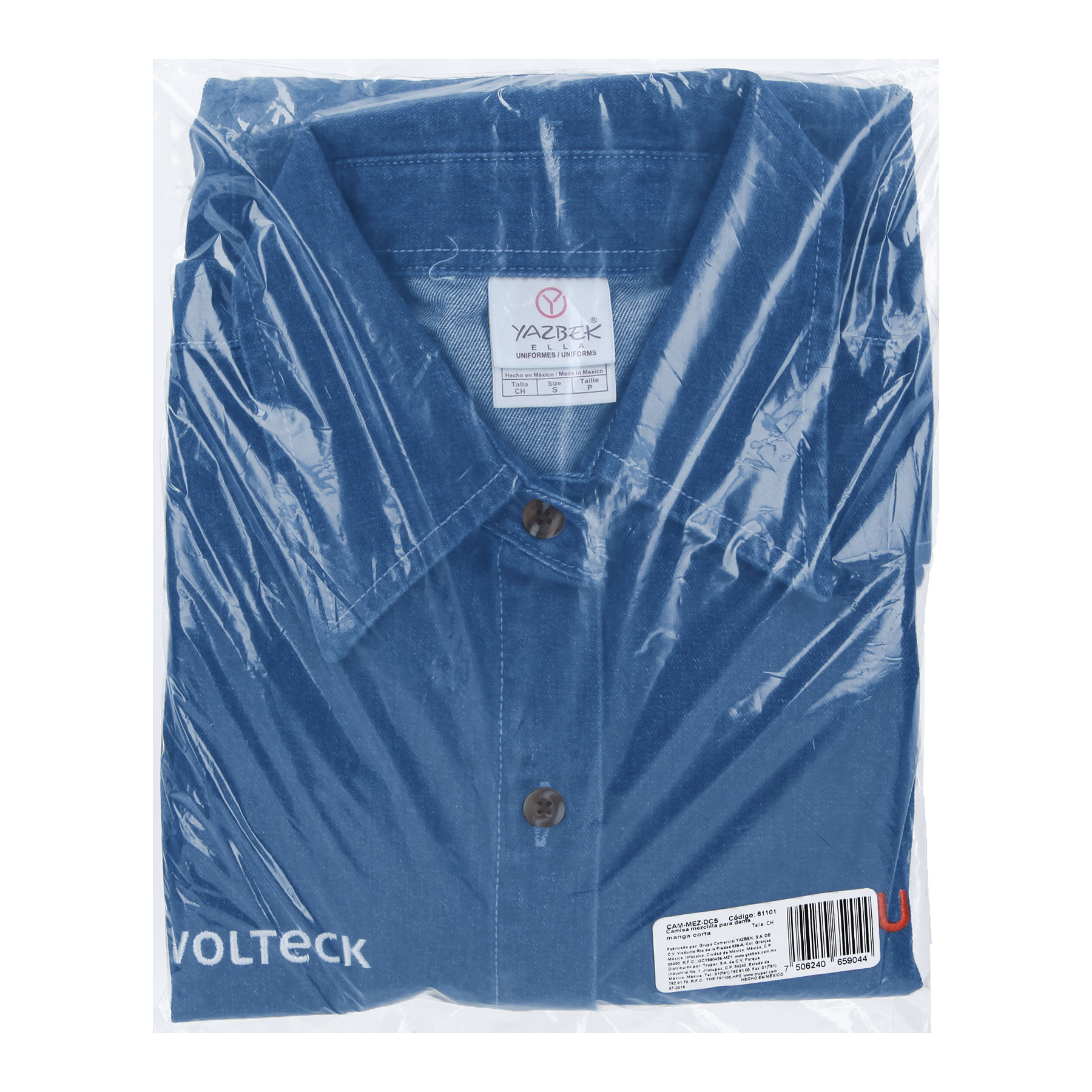 Camisa de mezclilla manga corta para mujer, CH, TRUPER