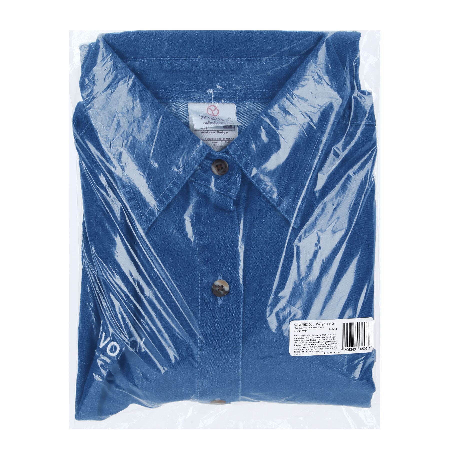 Camisa de mezclilla manga larga para mujer, G, TRUPER