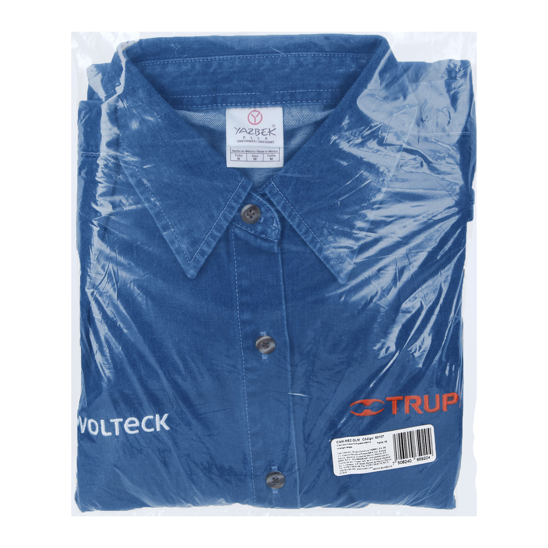 Camisa de mezclilla manga larga para mujer, M, TRUPER
