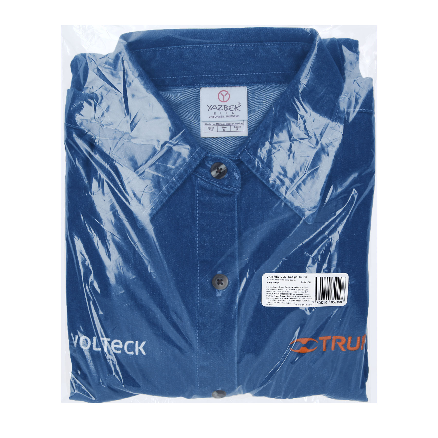 Camisa de mezclilla manga larga para mujer, CH, TRUPER