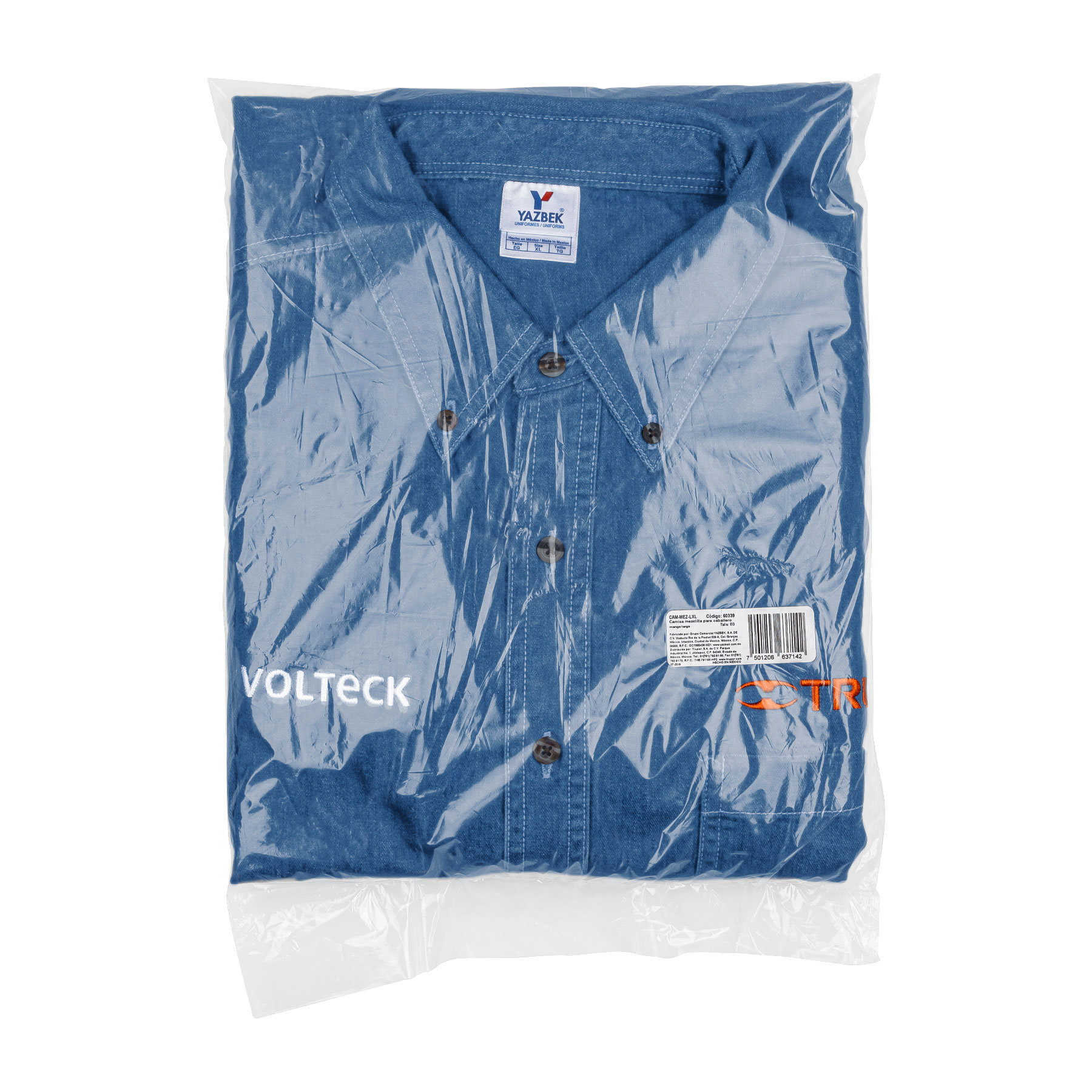 Camisa de mezclilla manga larga para hombre, EG, TRUPER