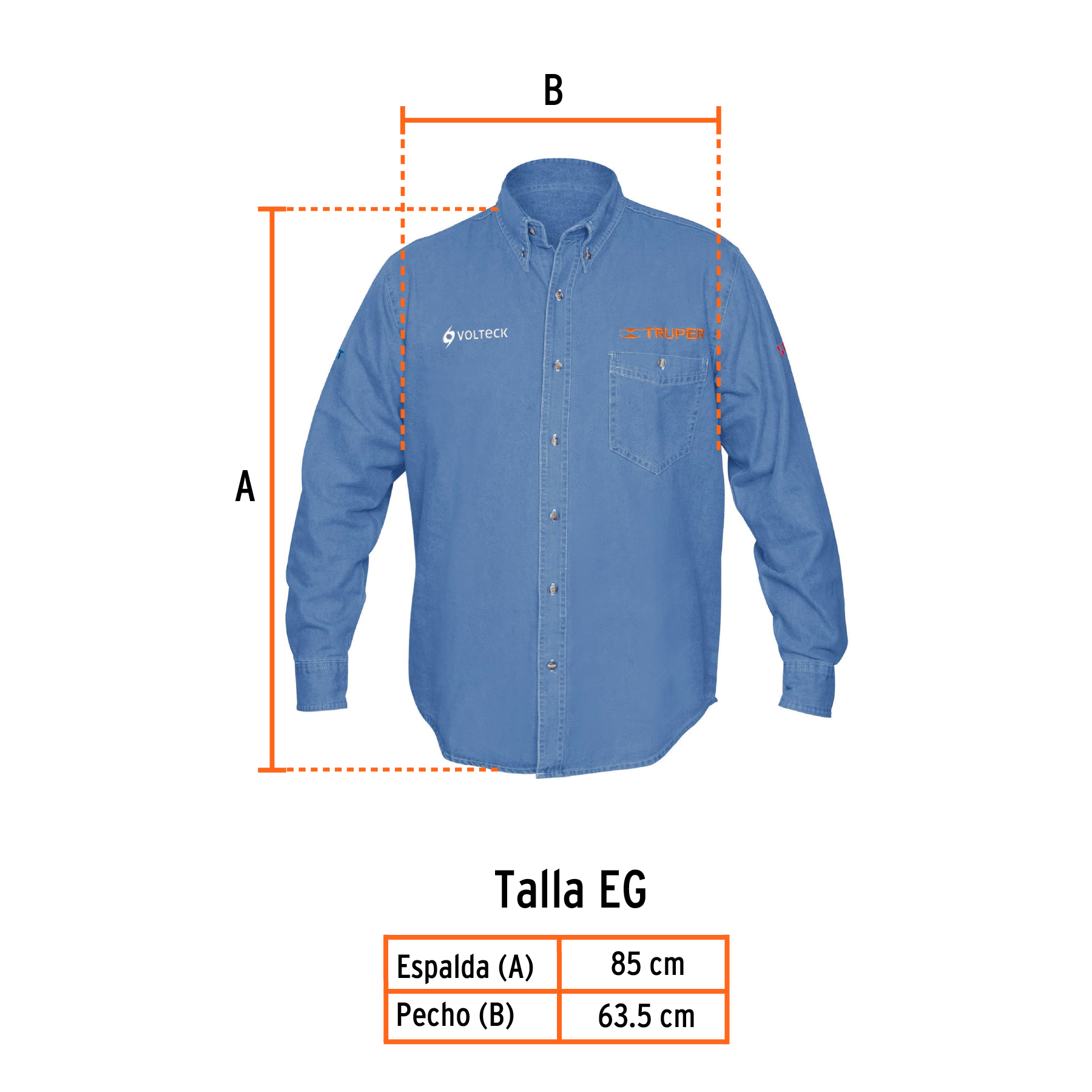 Camisa de mezclilla manga larga para hombre, EG, TRUPER