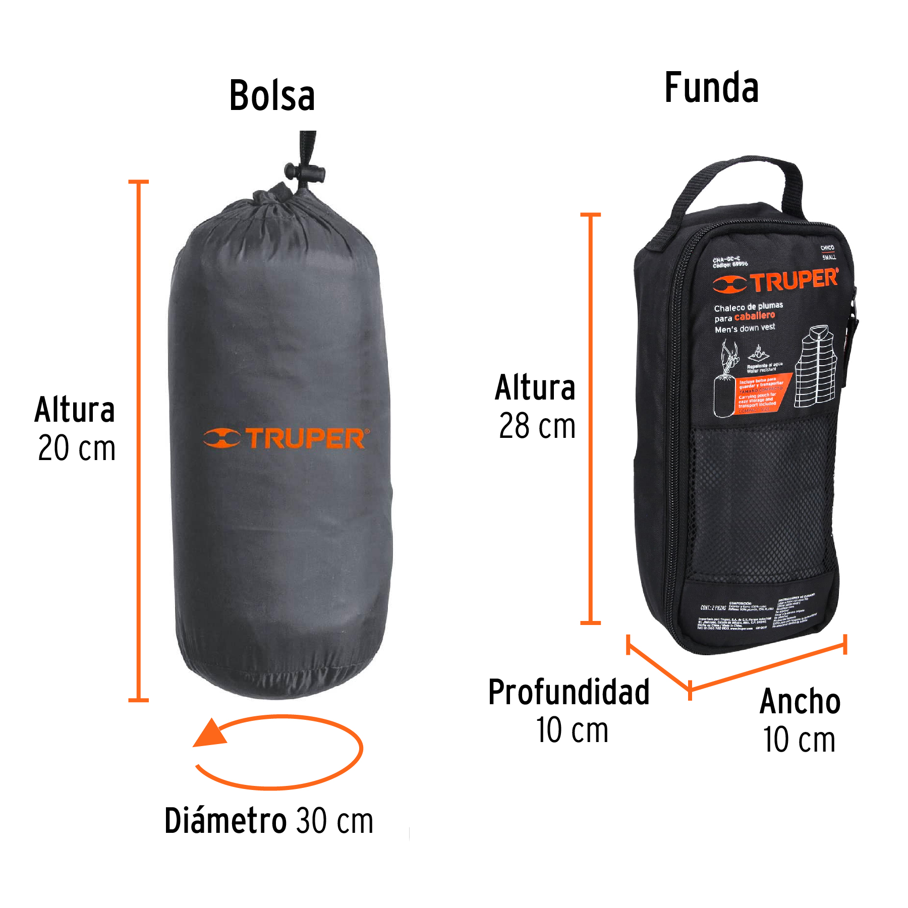 Chaleco de plumas ligero para hombre, gris, CH, TRUPER