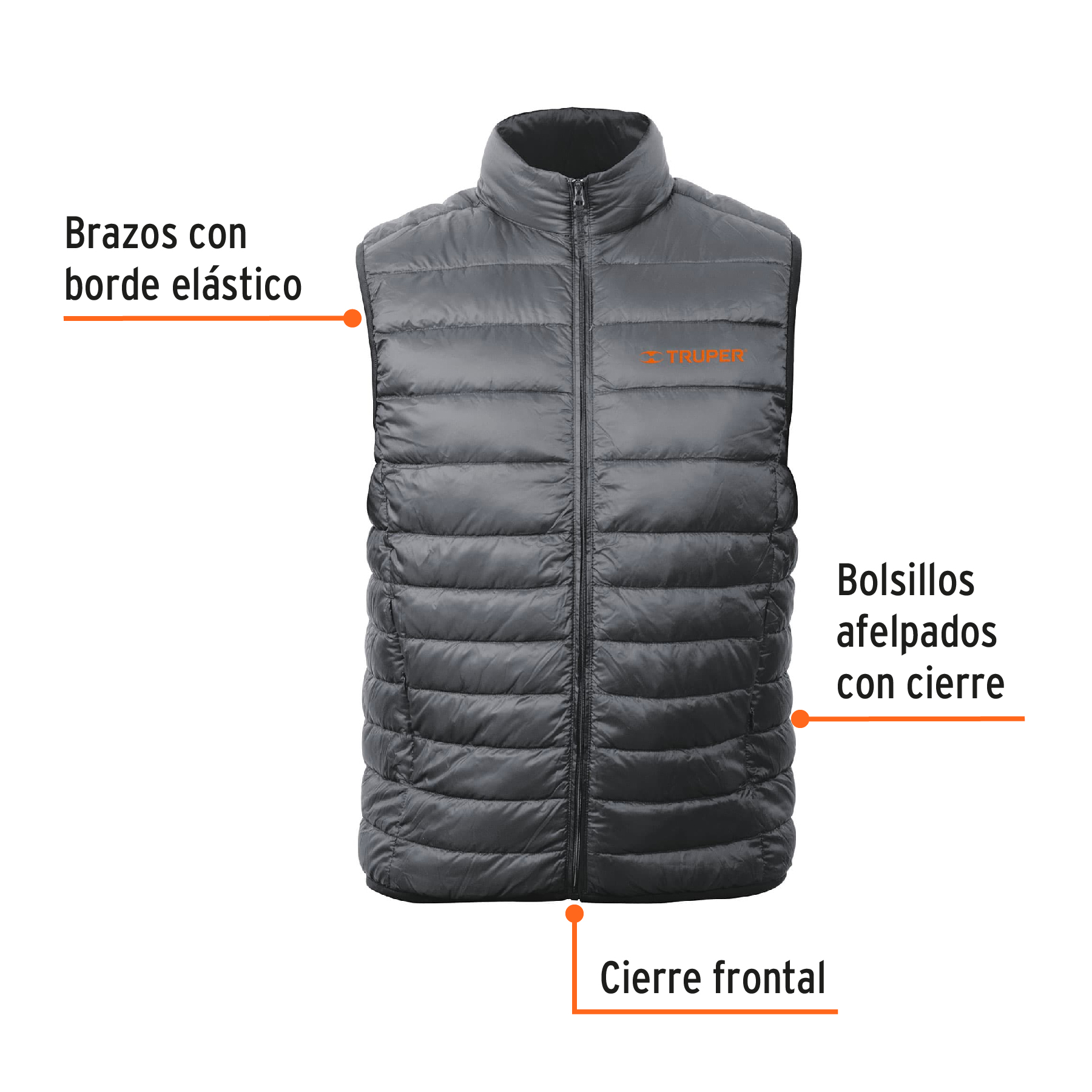 Chaleco de plumas ligero para hombre, gris, CH, TRUPER