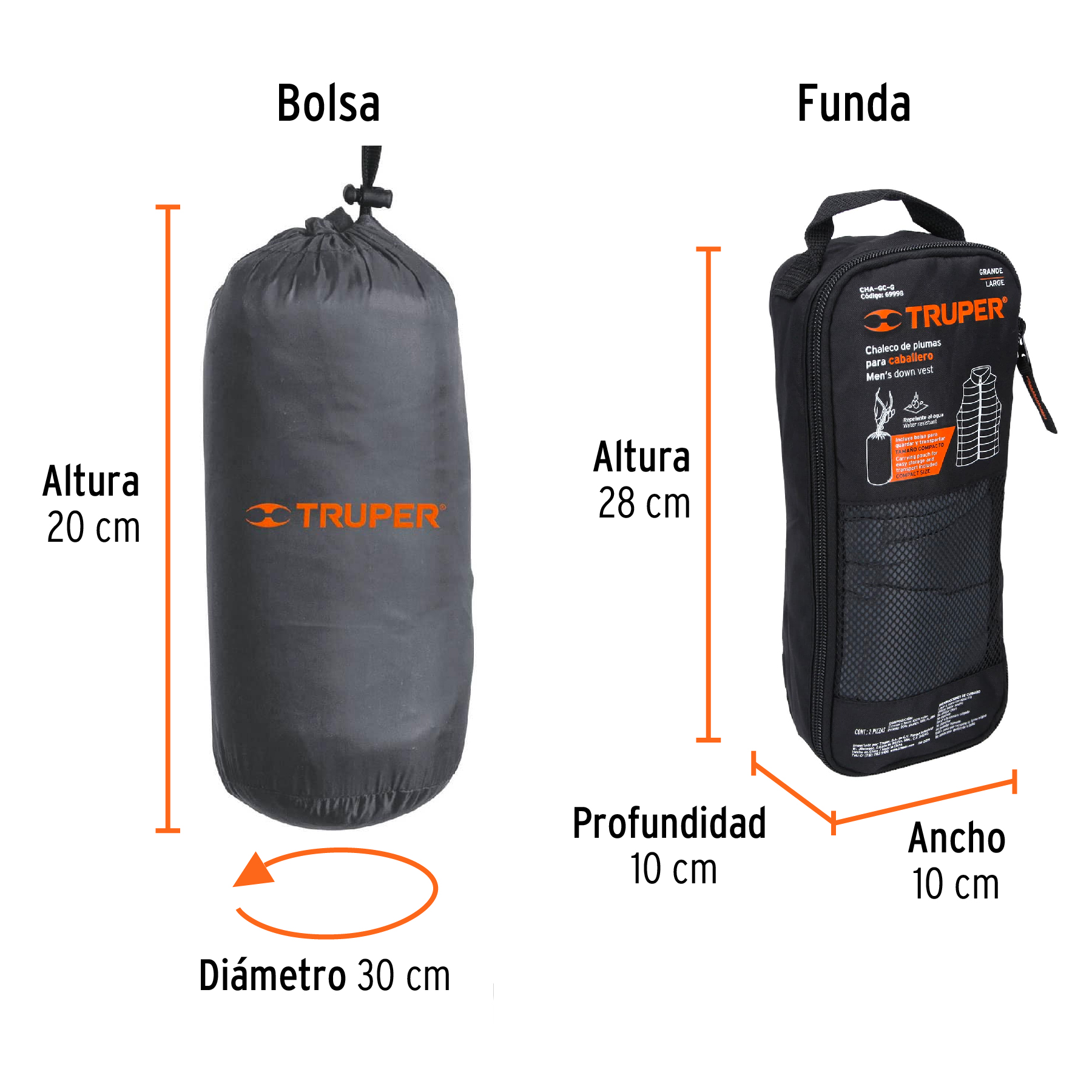 Chaleco de plumas ligero para hombre, gris, G, TRUPER