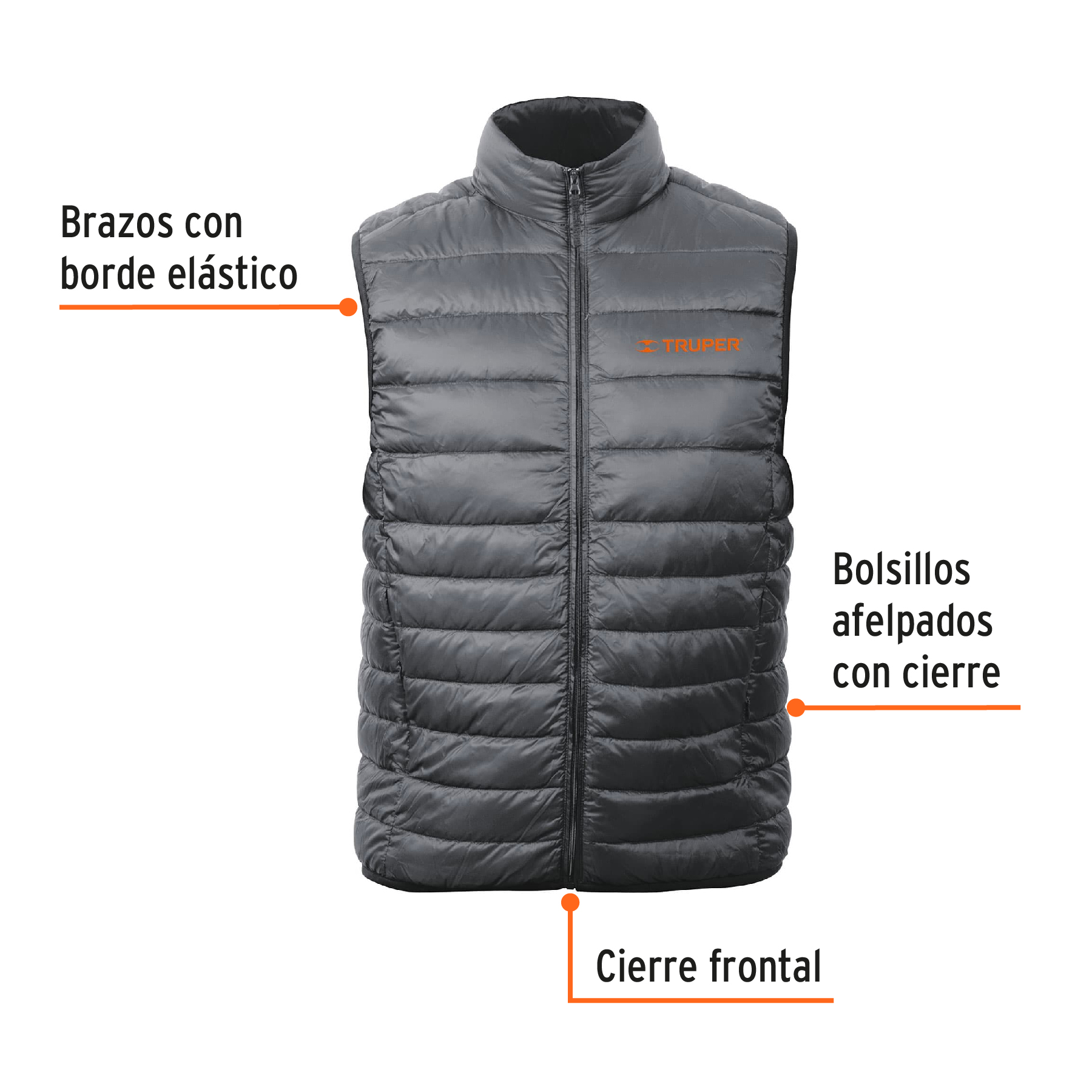 Chaleco de plumas ligero para hombre, gris, M, TRUPER