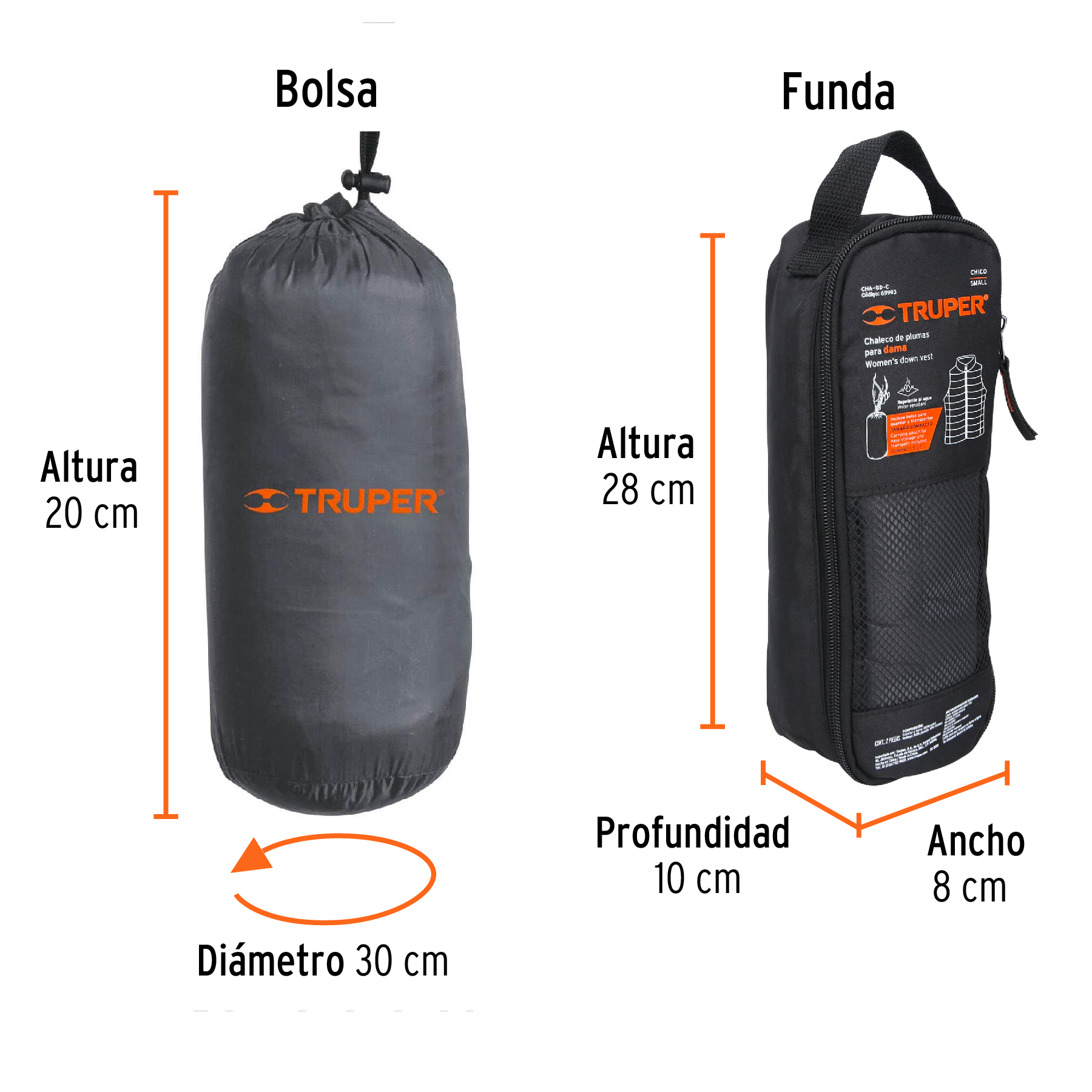 Chaleco de plumas ligero para mujer, gris, CH, TRUPER