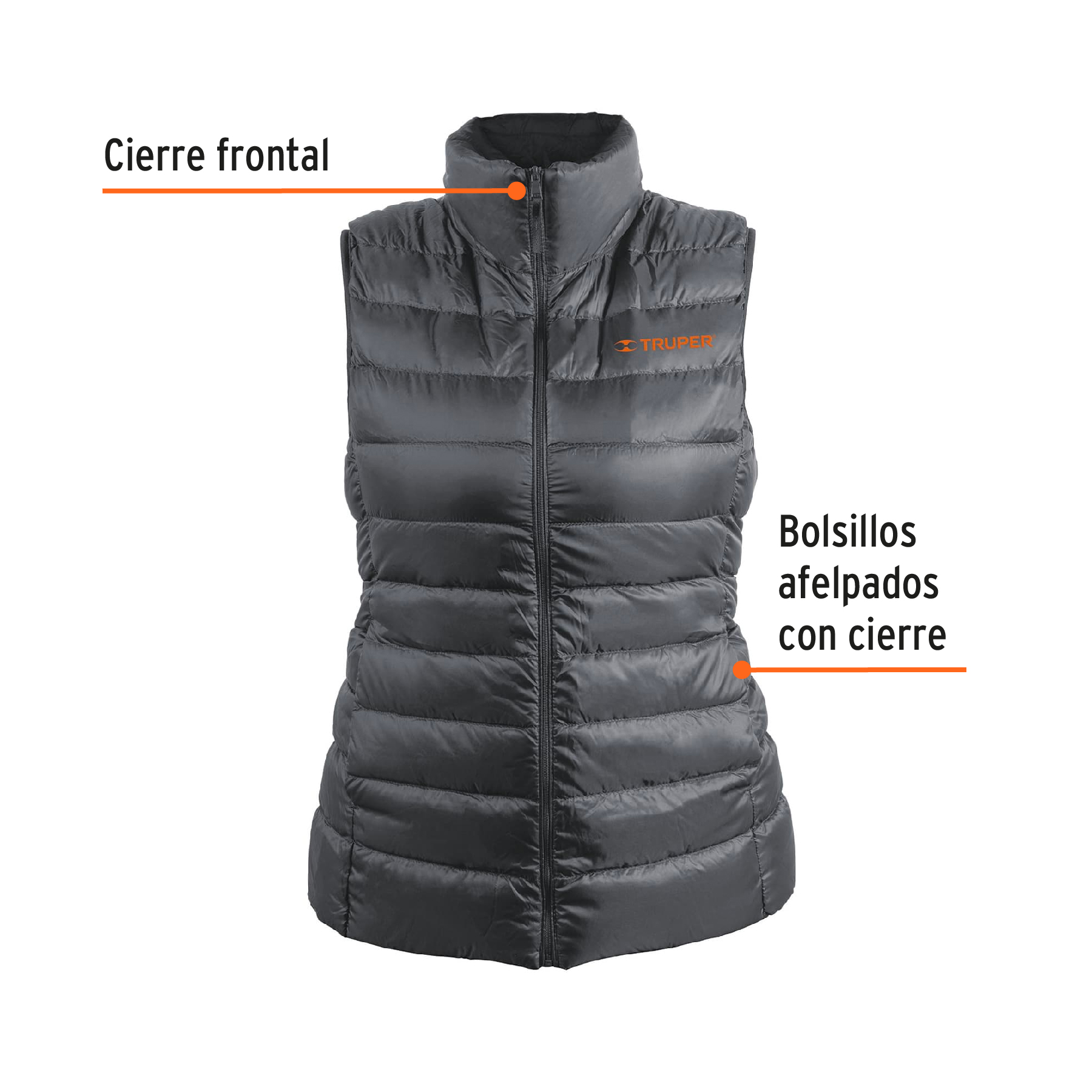 Chaleco de plumas ligero para mujer, gris, CH, TRUPER