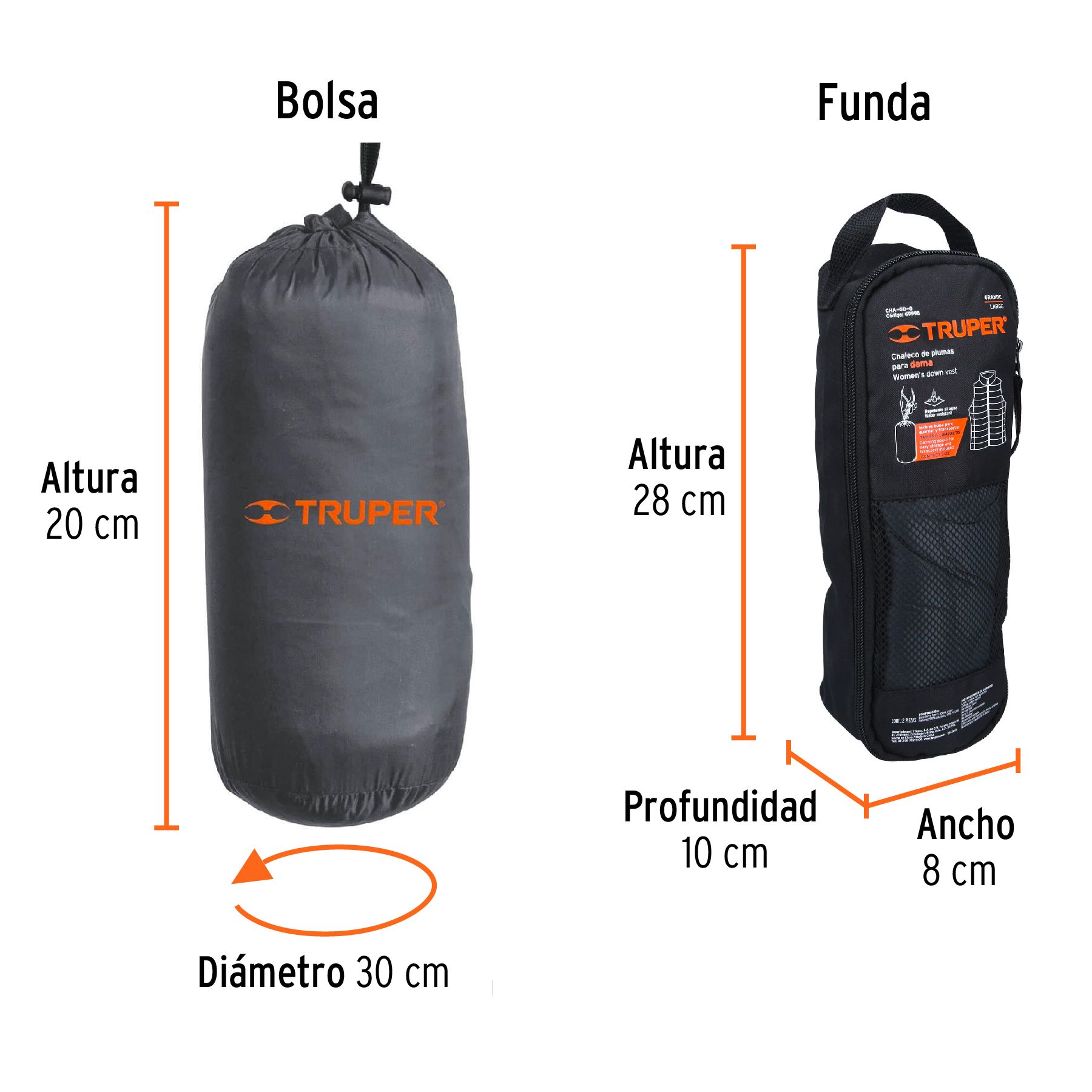 Chaleco de plumas ligero para mujer, gris, G, TRUPER