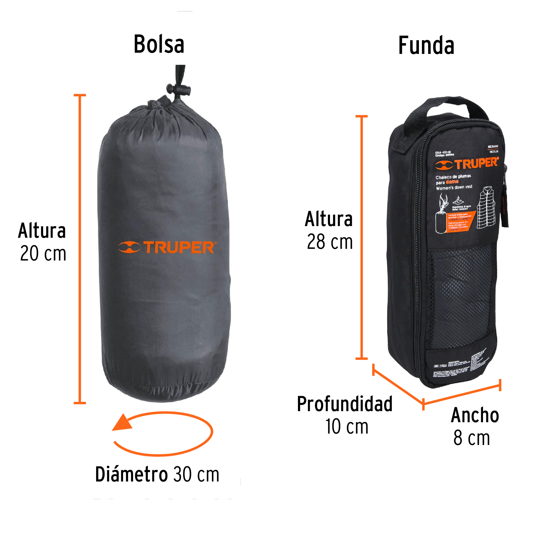 Chaleco de plumas ligero para mujer, gris, M, TRUPER