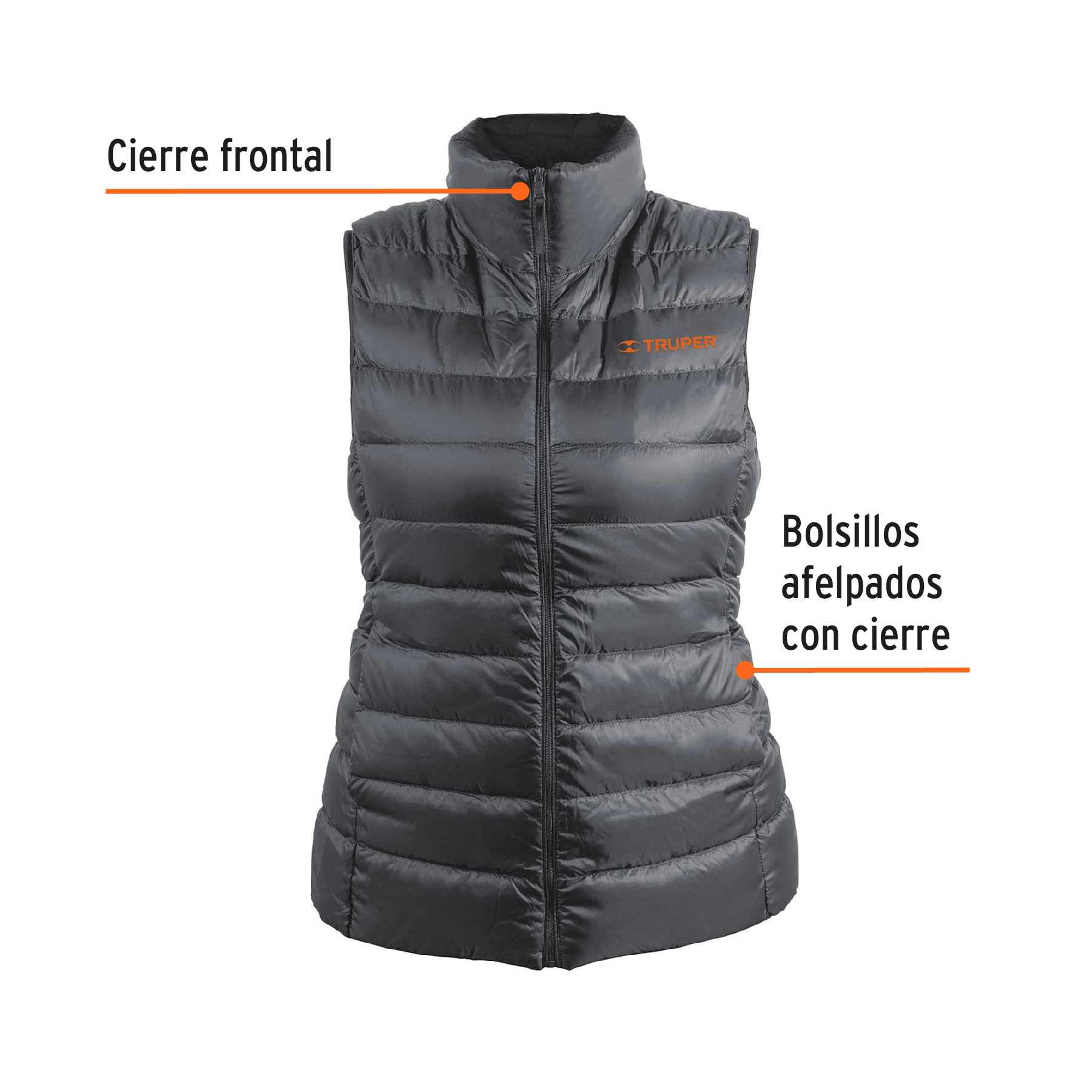 Chaleco de plumas ligero para mujer, gris, M, TRUPER