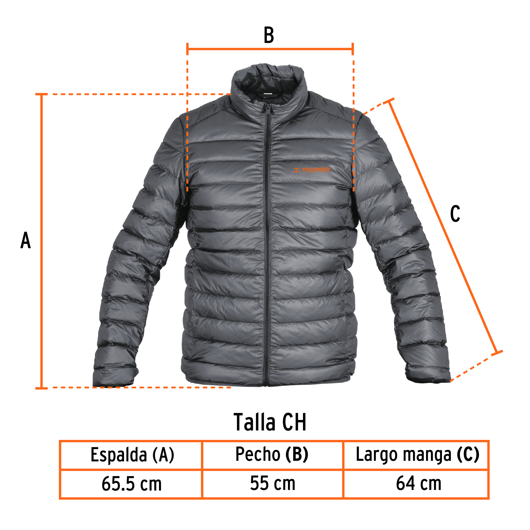 Chamarra de plumas ligera para hombre, gris, CH, TRUPER