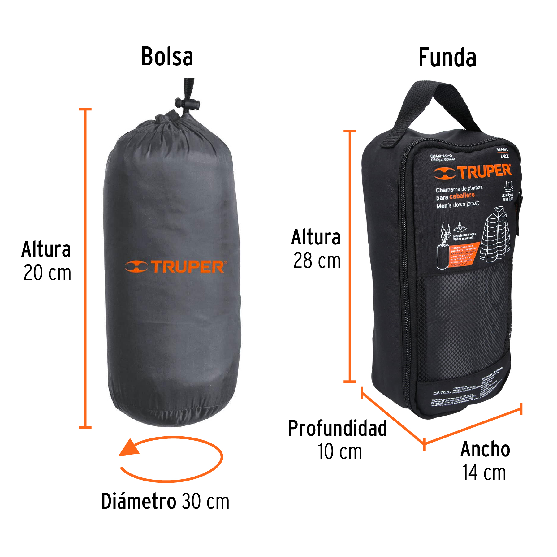 Chamarra de plumas ligera para hombre, gris, G, TRUPER