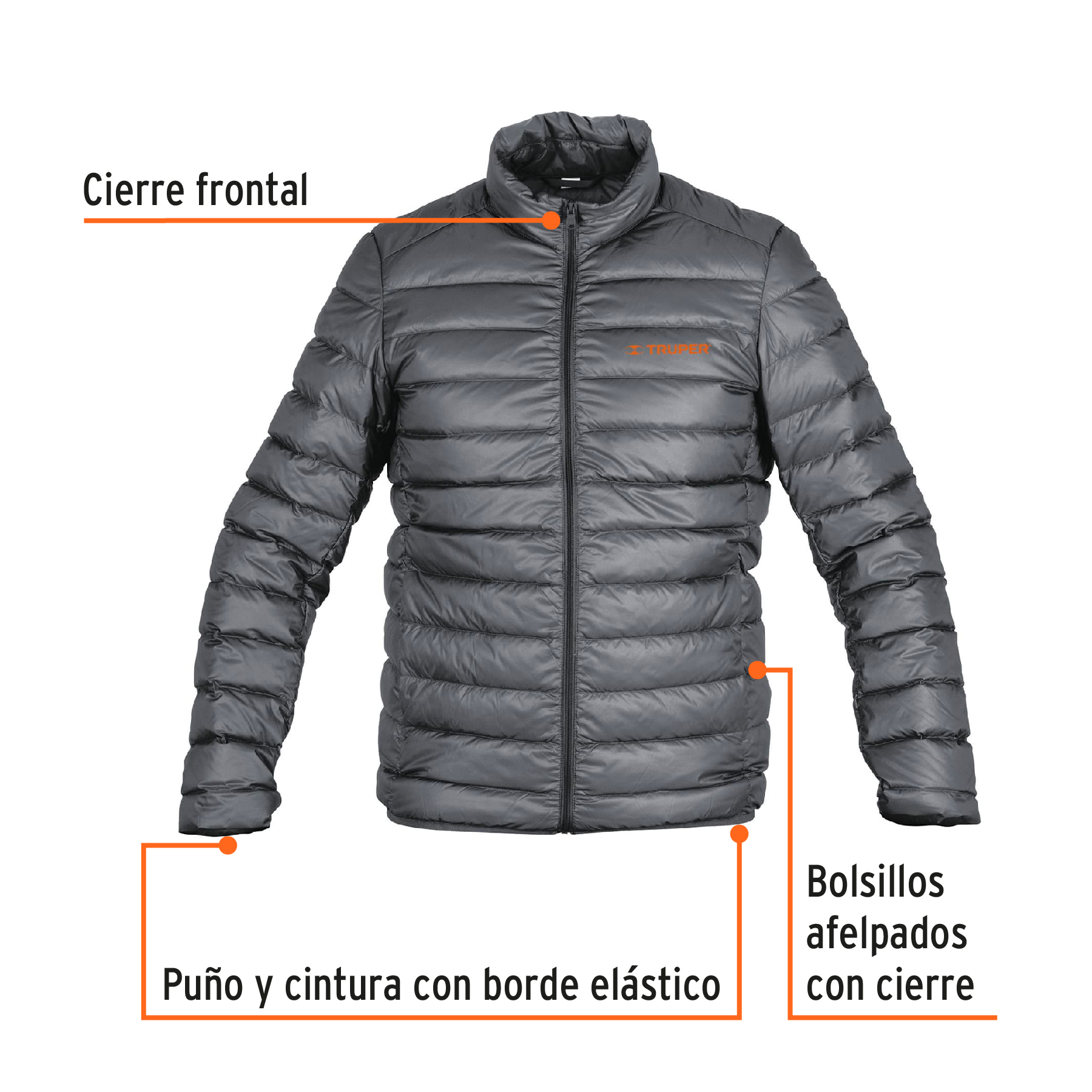 Chamarra de plumas ligera para hombre, gris, G, TRUPER