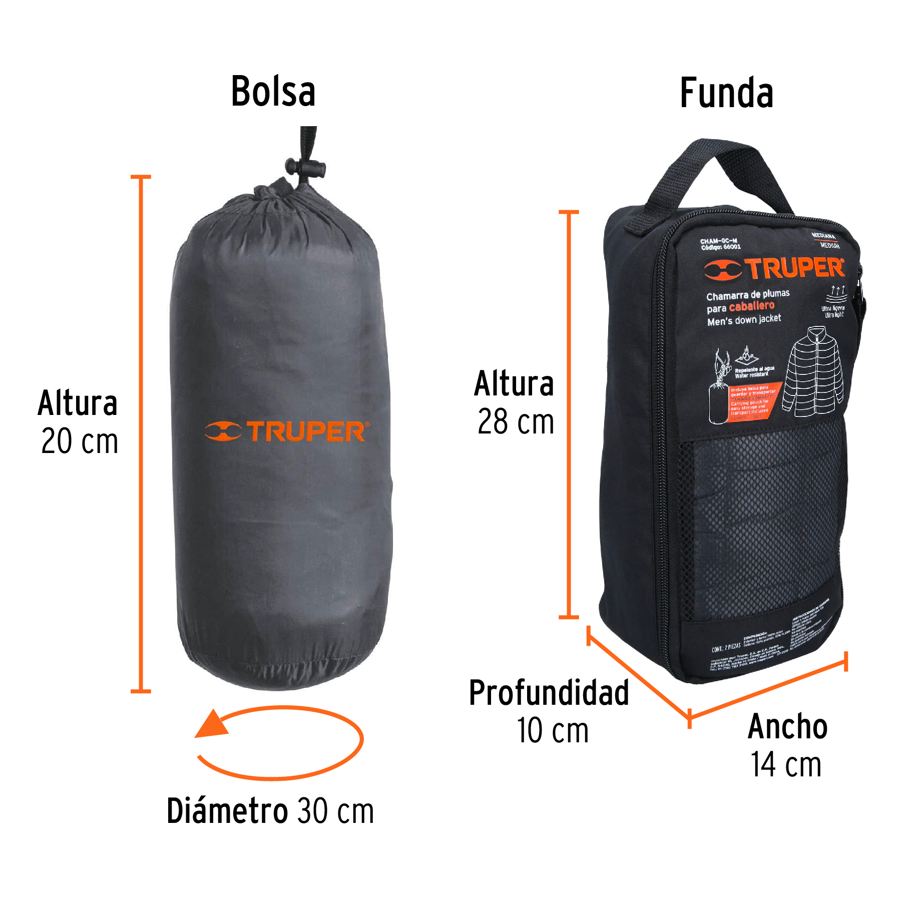 Chamarra de plumas ligera para hombre, gris, M, TRUPER