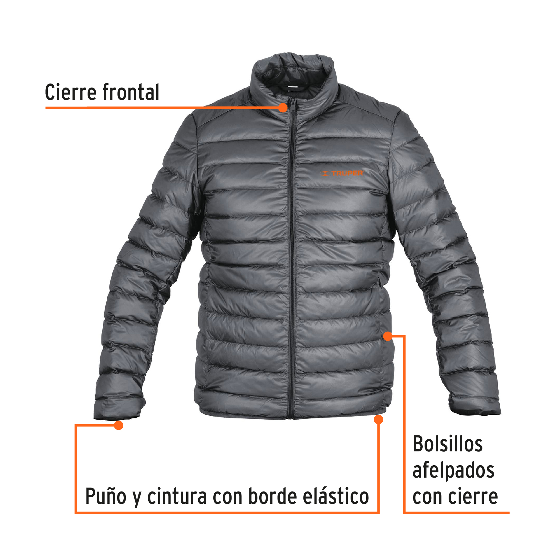 Chamarra de plumas ligera para hombre, gris, M, TRUPER