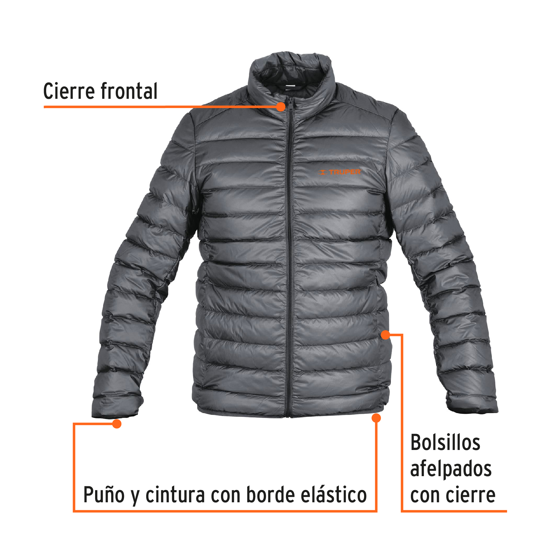 Chamarra de plumas ligera para hombre, gris, EG, TRUPER