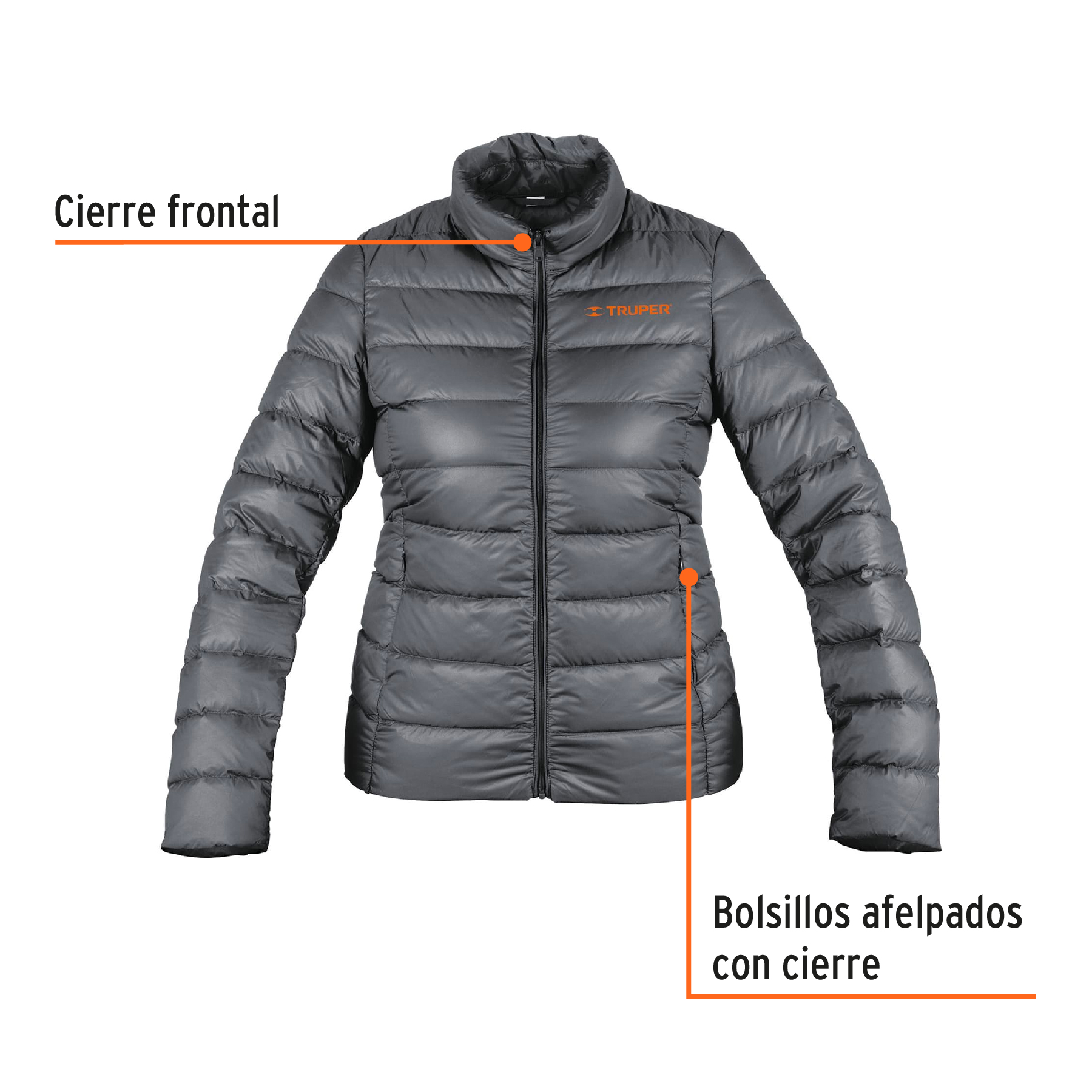 Chamarra de plumas ligera para mujer, gris, CH, TRUPER