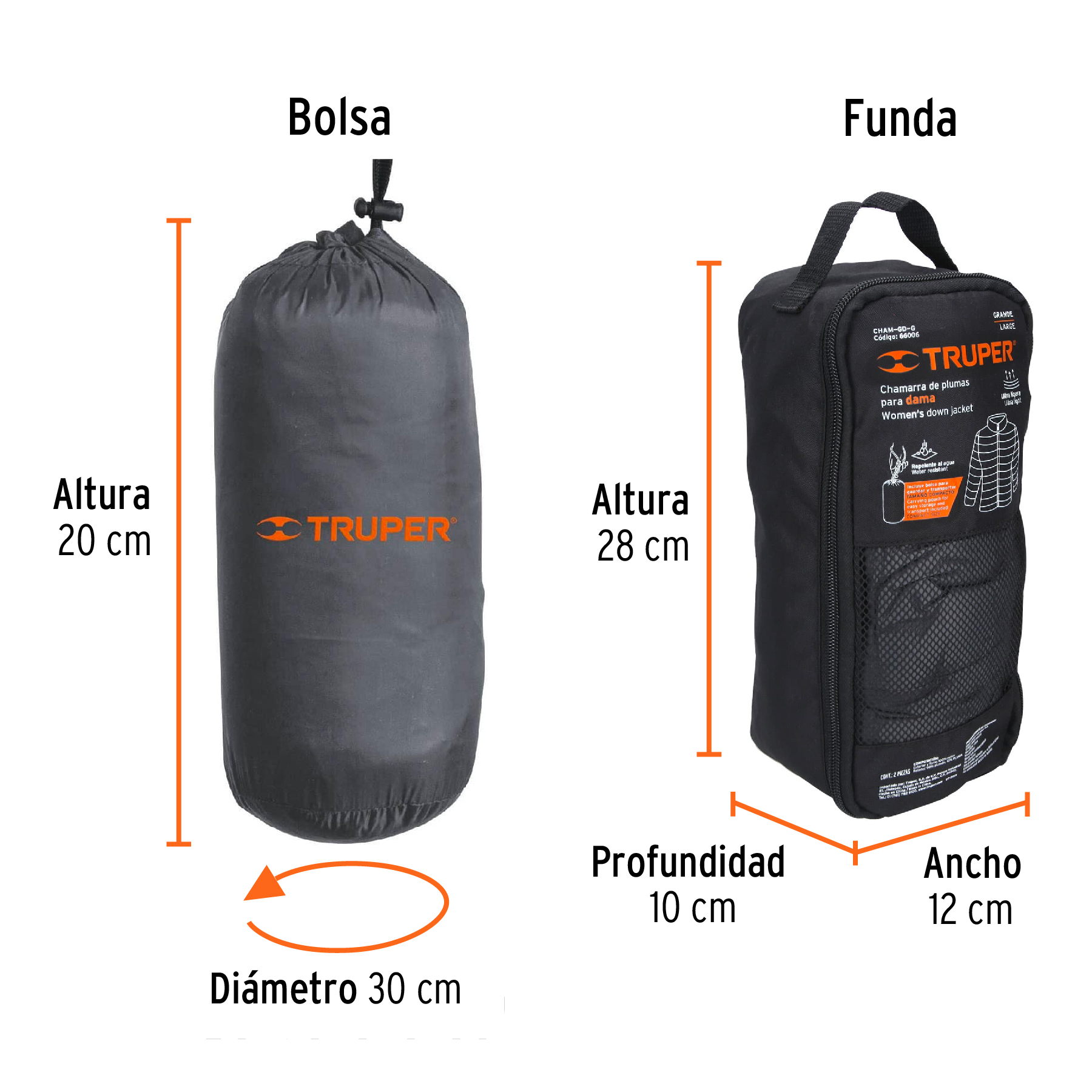 Chamarra de plumas ligera para mujer, gris, G, TRUPER