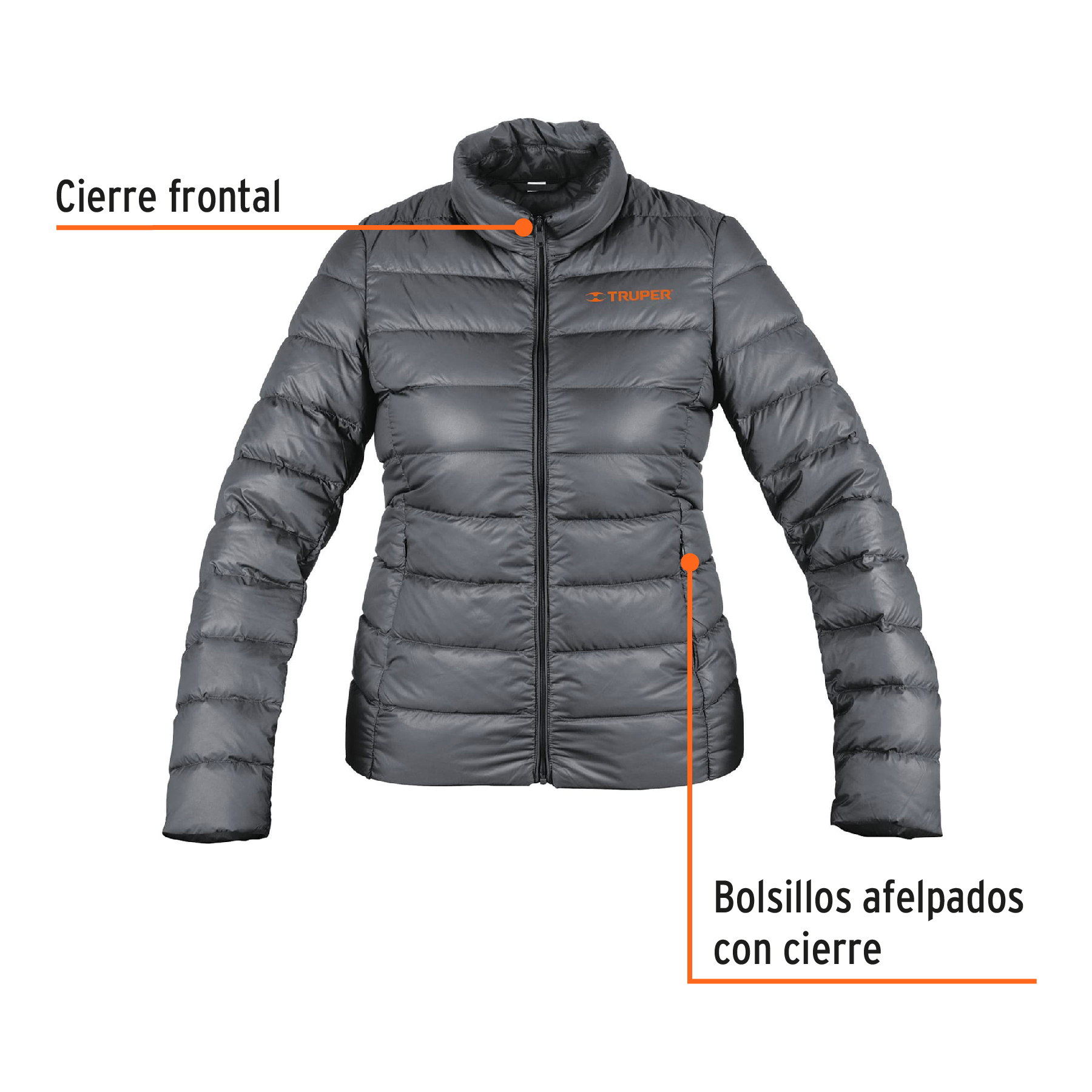 Chamarra de plumas ligera para mujer, gris, G, TRUPER