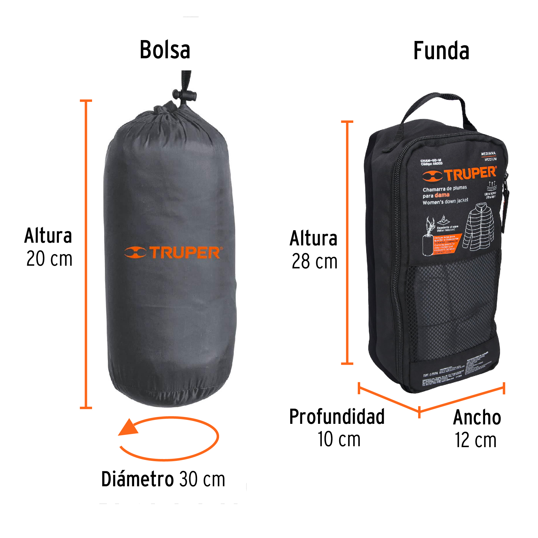 Chamarra de plumas ligera para mujer, gris, M, TRUPER