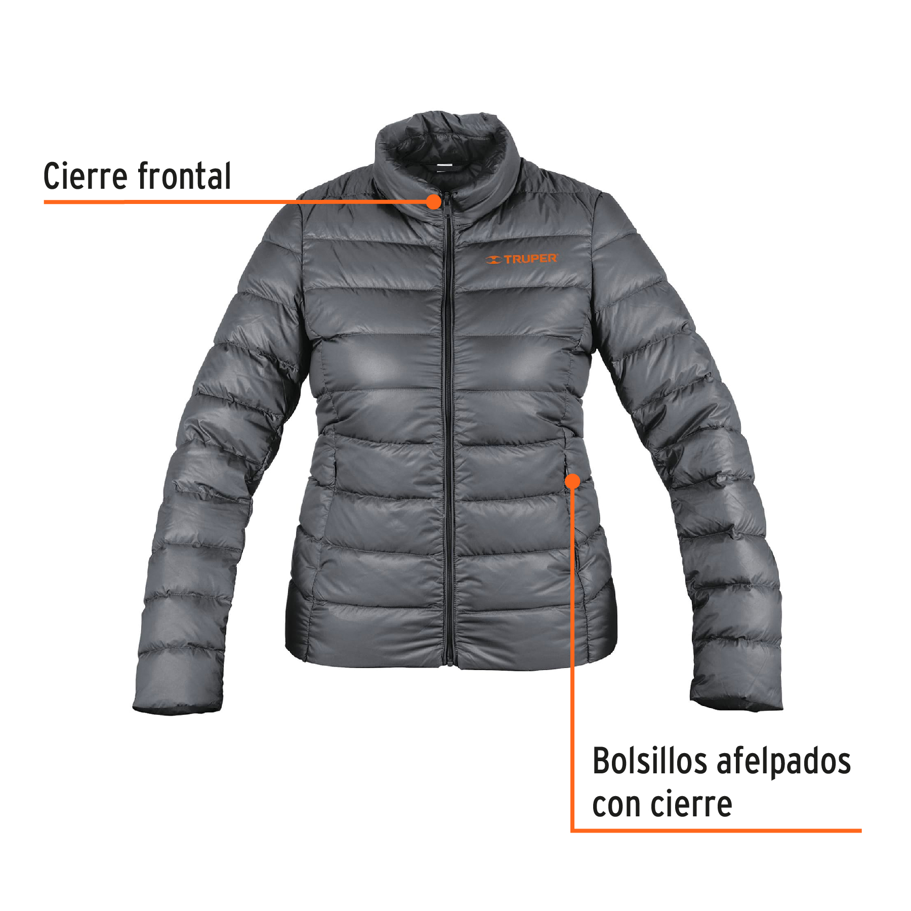 Chamarra de plumas ligera para mujer, gris, M, TRUPER