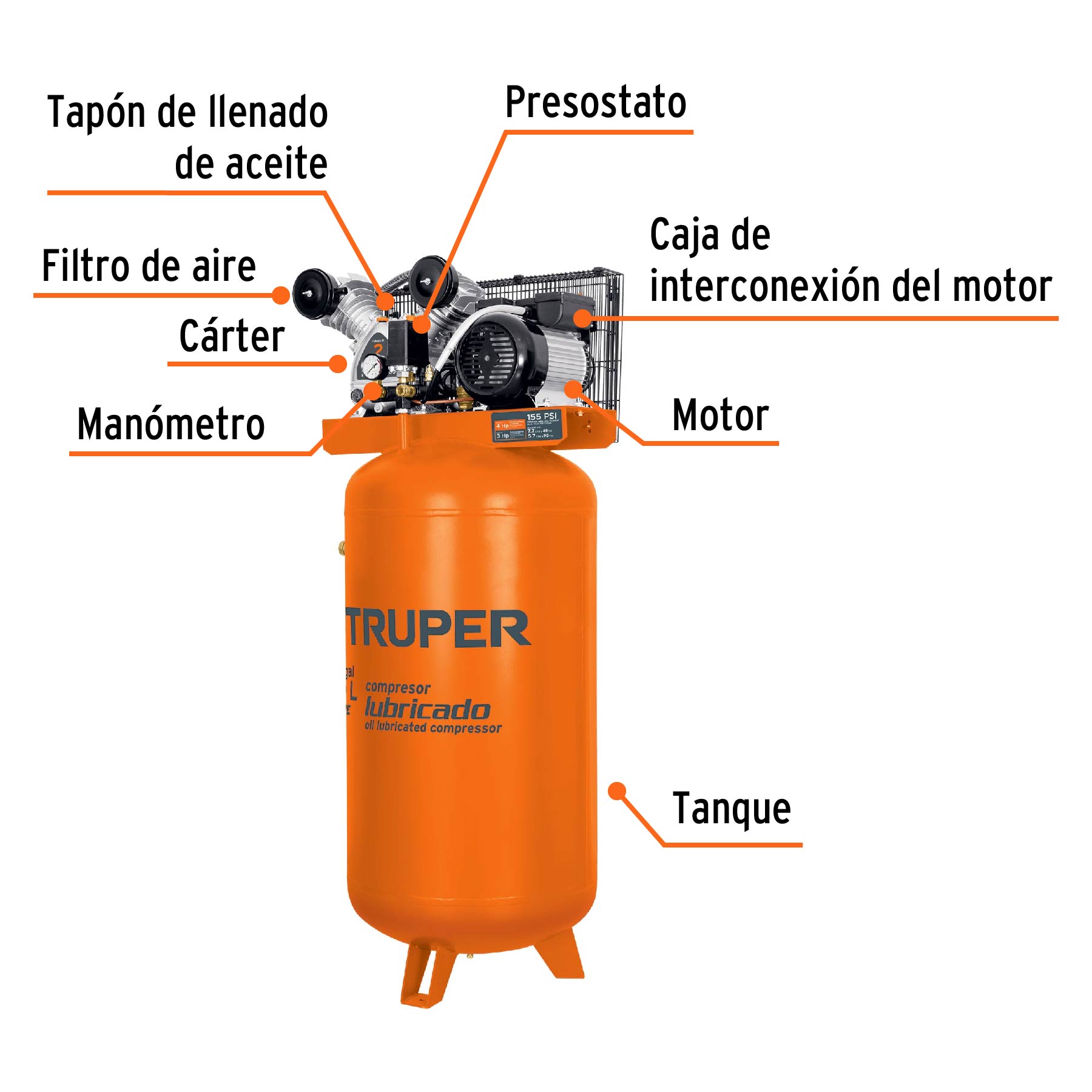 Tapón de aceite para compresores Grupo 8, Truper, Accesorios Para Compresor,  102083