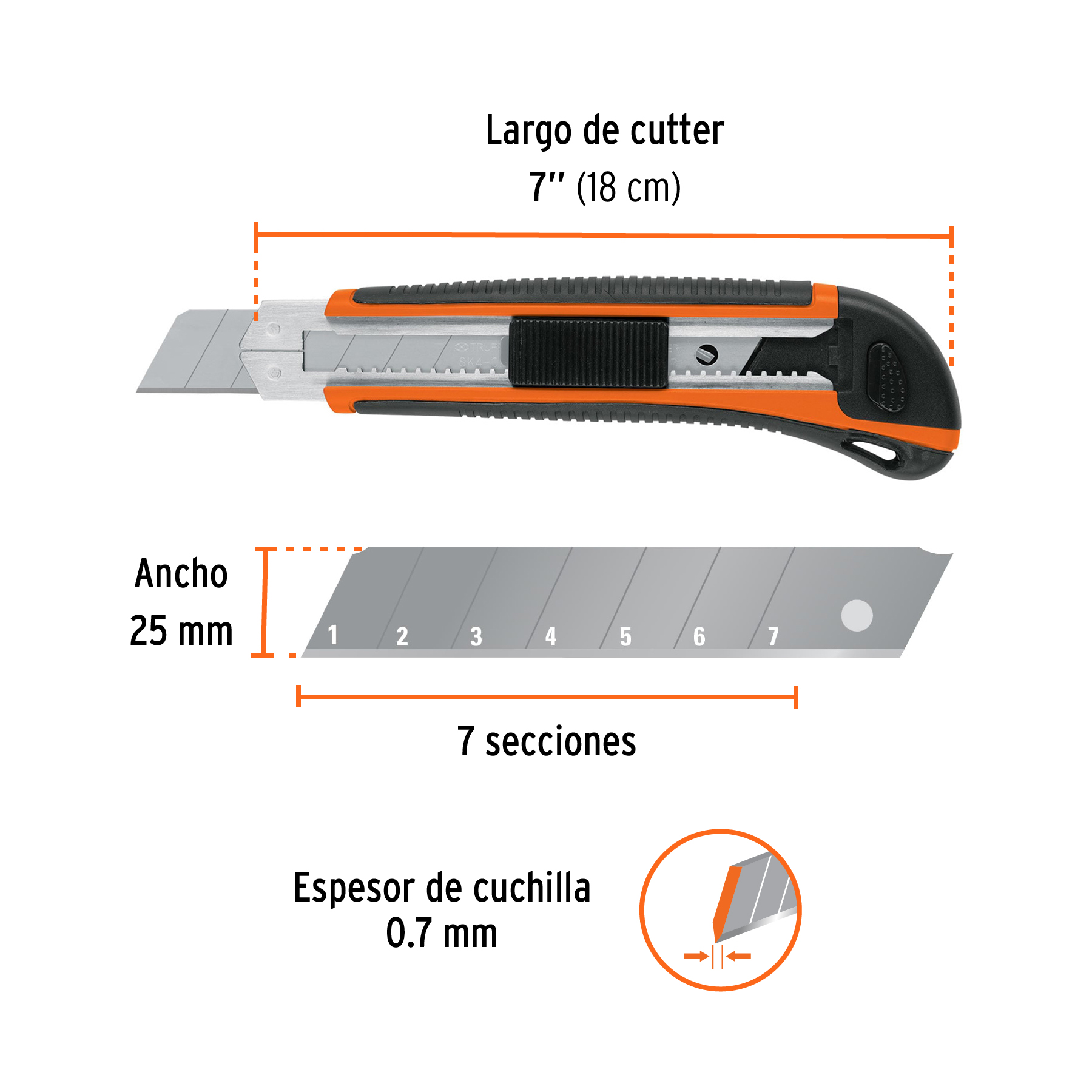 Cutter profesional de 25mm de hoja con recambio - 02510790