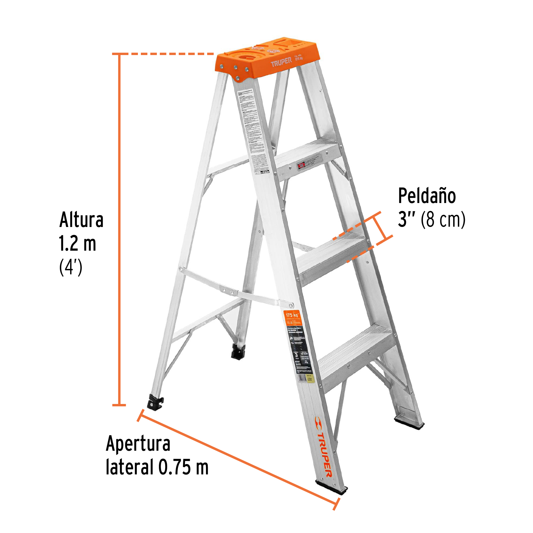 Escalera Aluminio Tipo Tijera # 8 T2 TRUPER