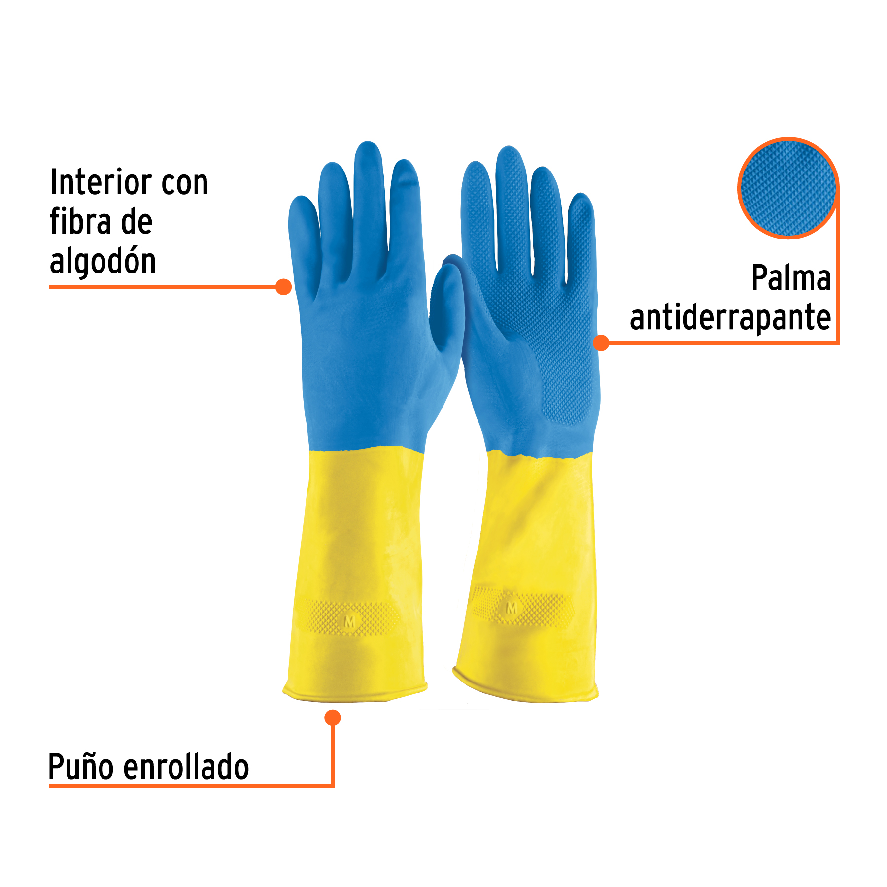 Guantes De Latex Para Limpieza Medianos Reforzados Truper GU-332