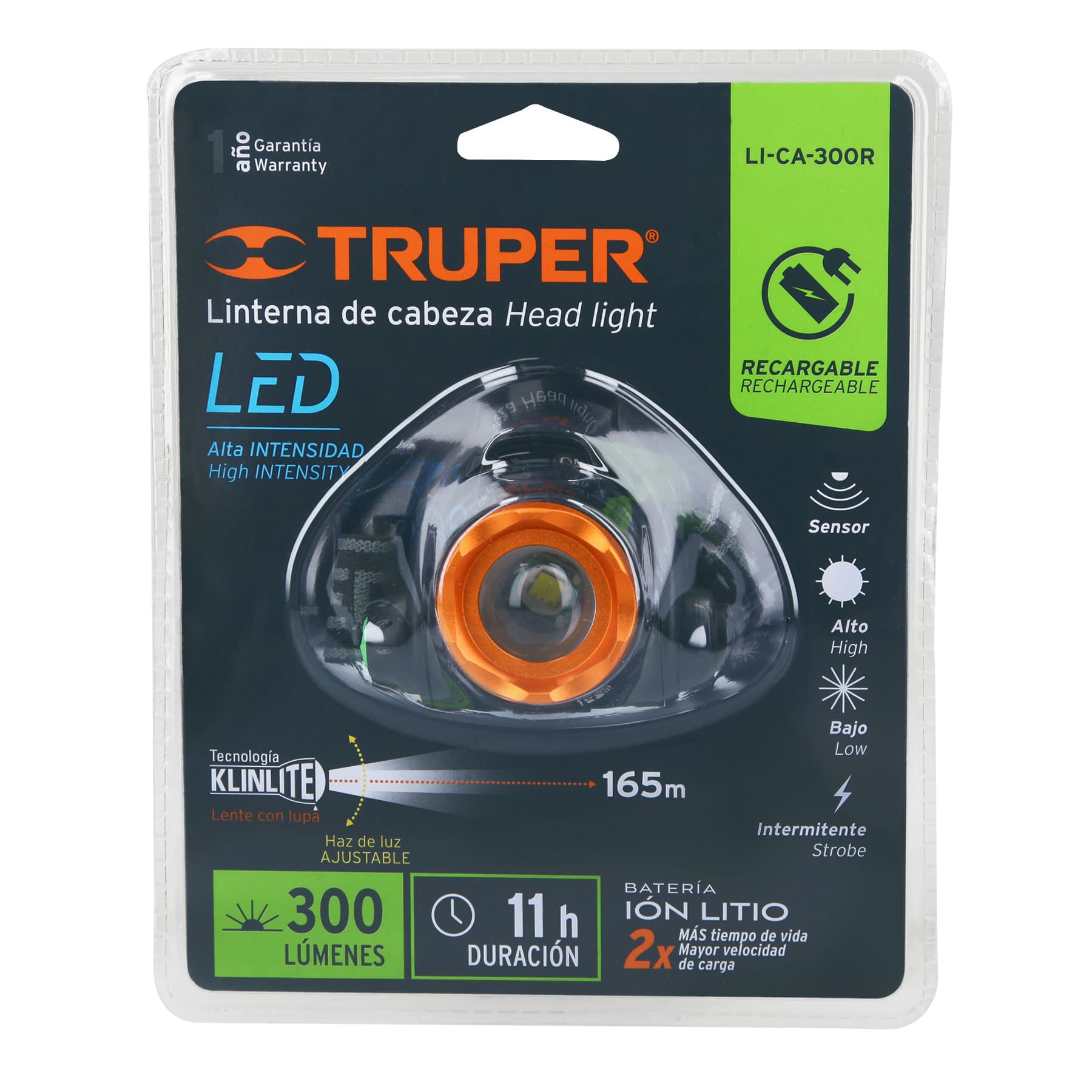 Ficha Tecnica Linterna de minero 1 LED 300 lm recargable, Truper