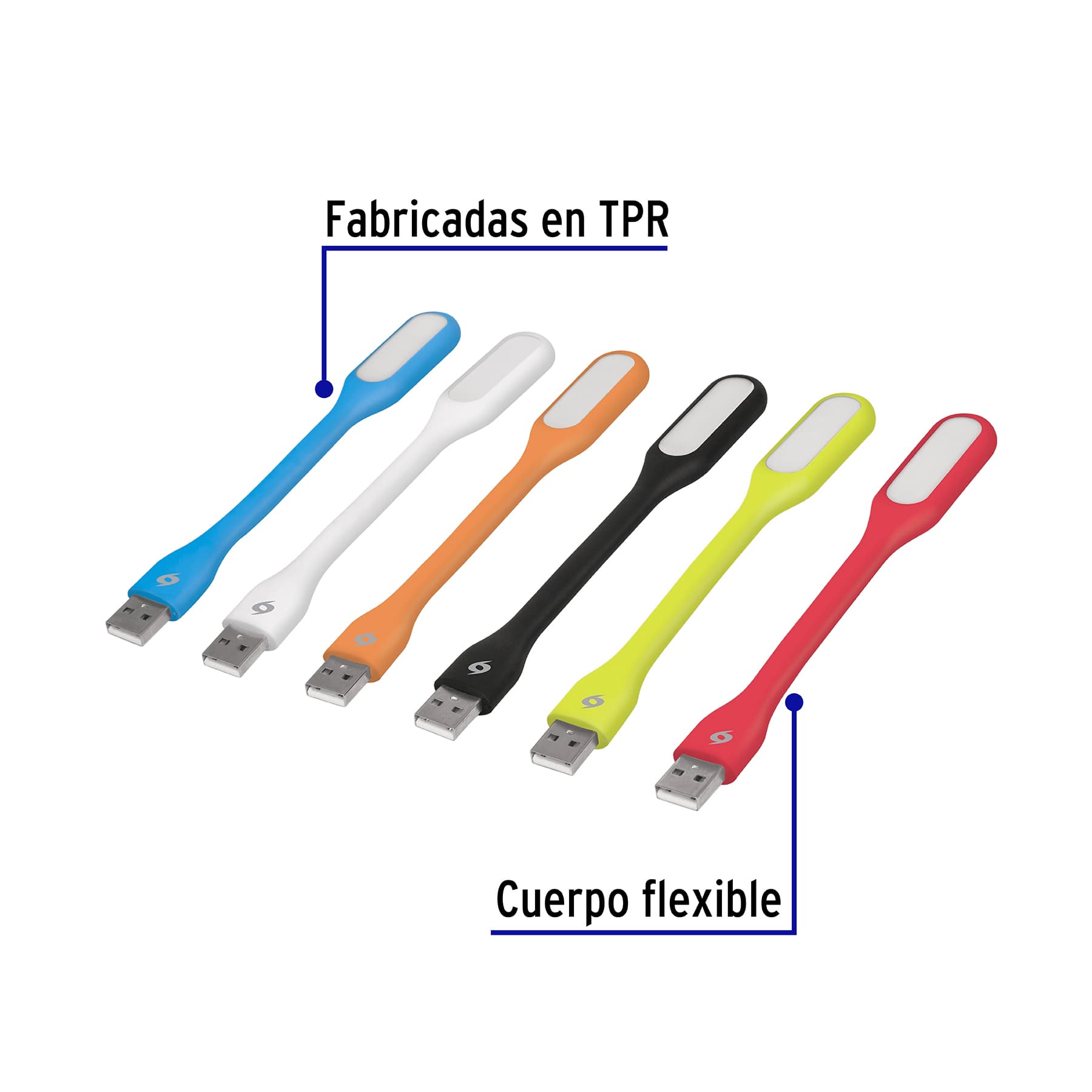 Ficha Tecnica Mini-lámpara flexible de 5 LEDs 1W para puerto USB, Volteck