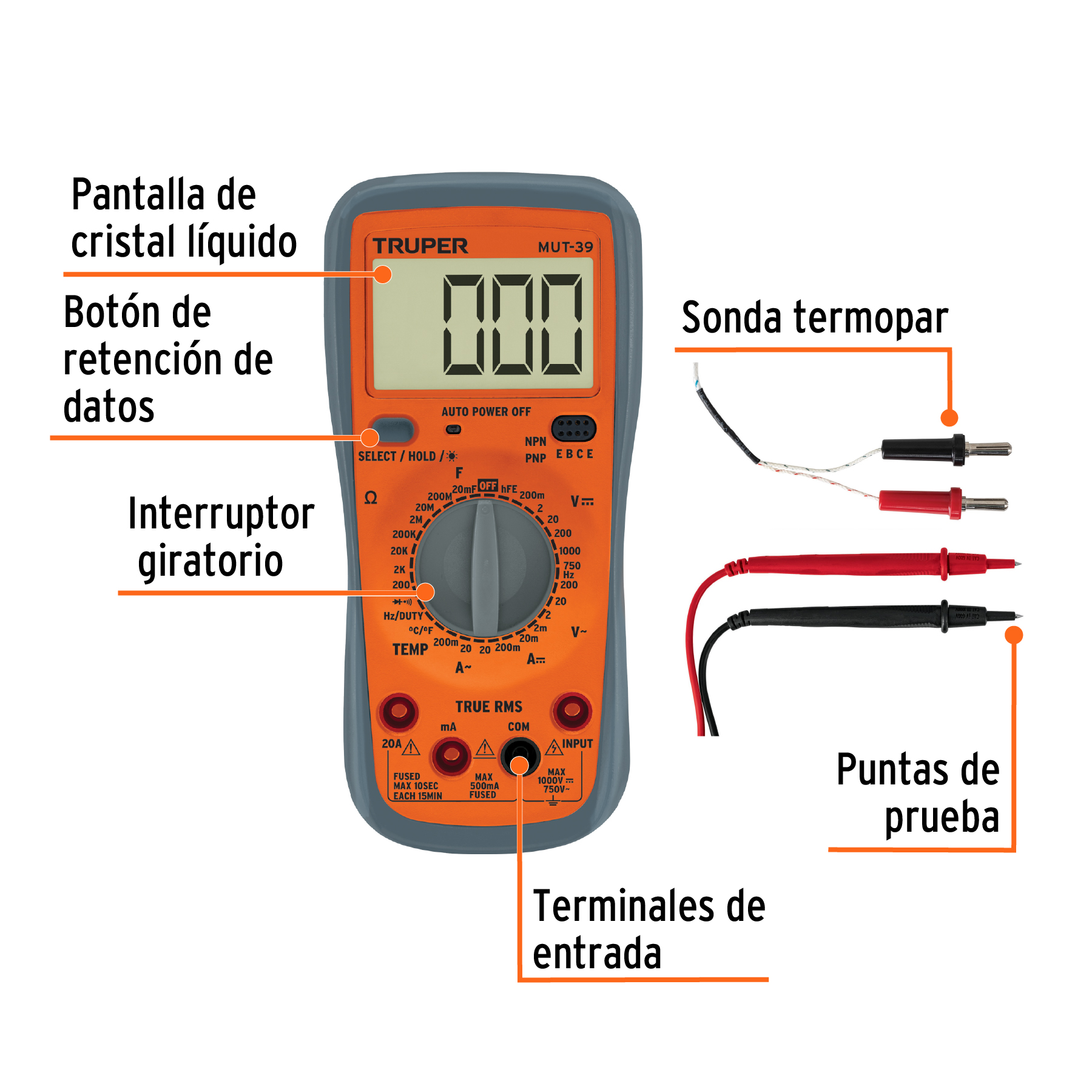 Tester Digital Mut-39 Truper Capacitor Electricista Mf Shop HERRAMIENTAS  MANUALES DE MEDICION