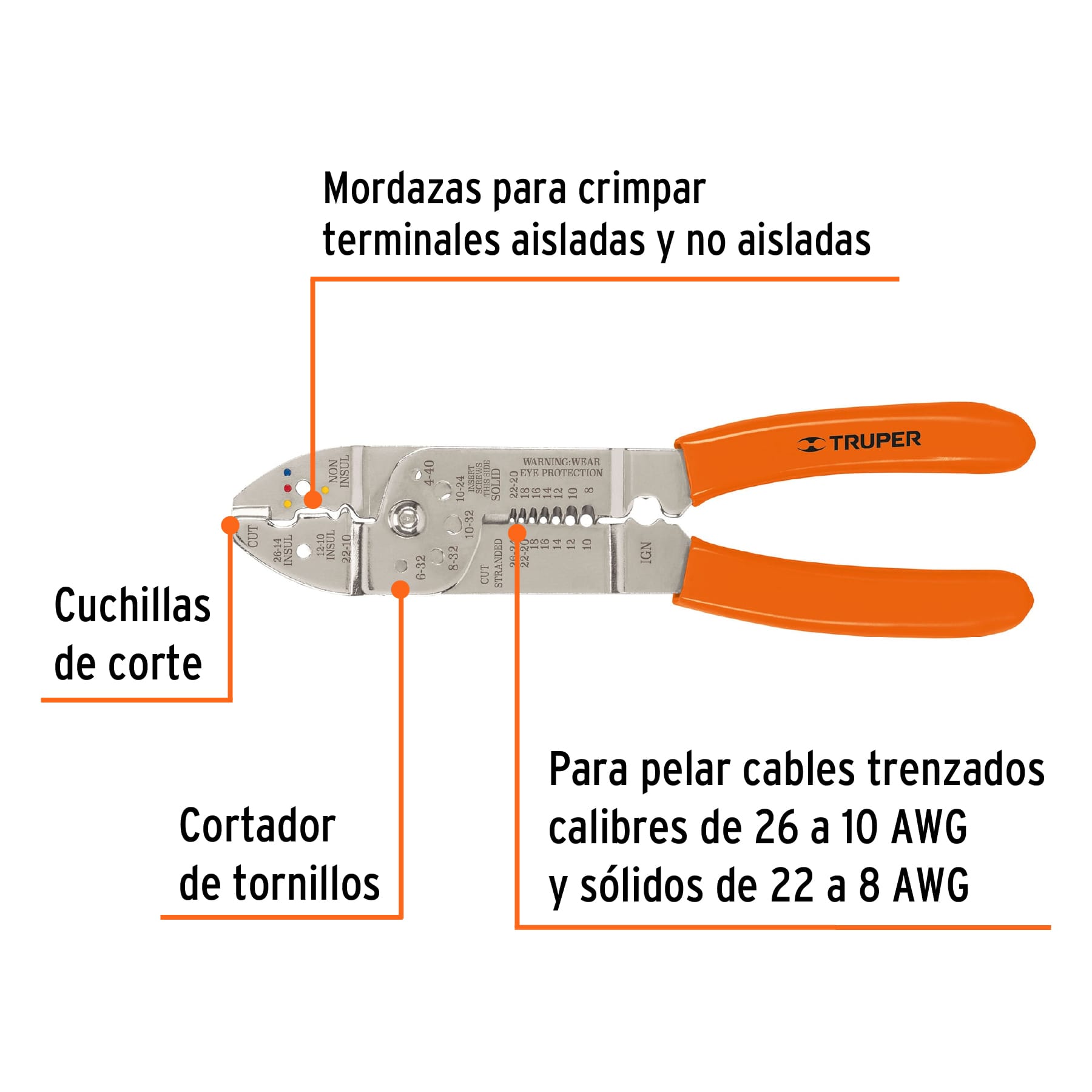 Pinza Pela Cables De 26.67 Cm