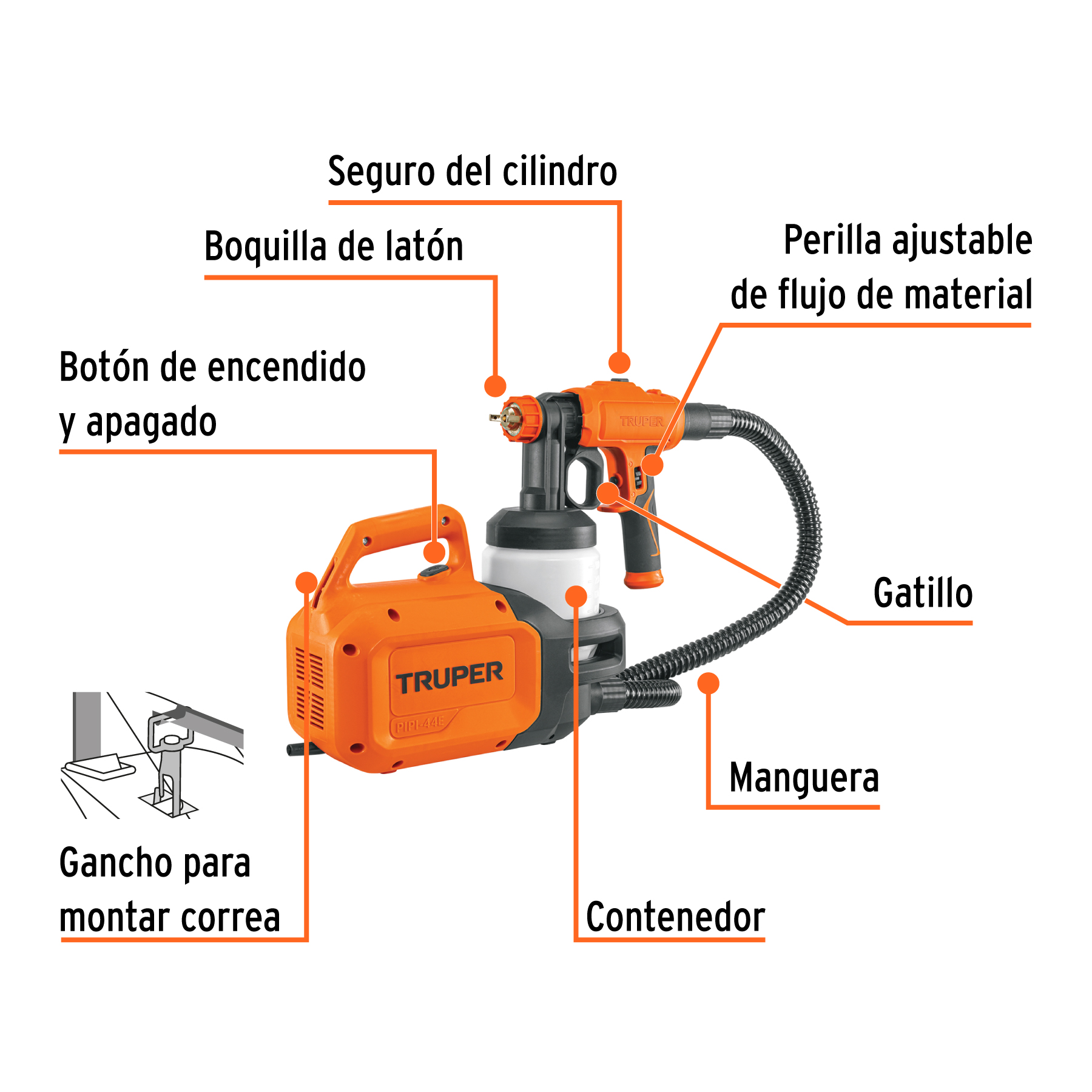 Ficha Tecnica Pistola para pintar eléctrica de 600 W, Truper