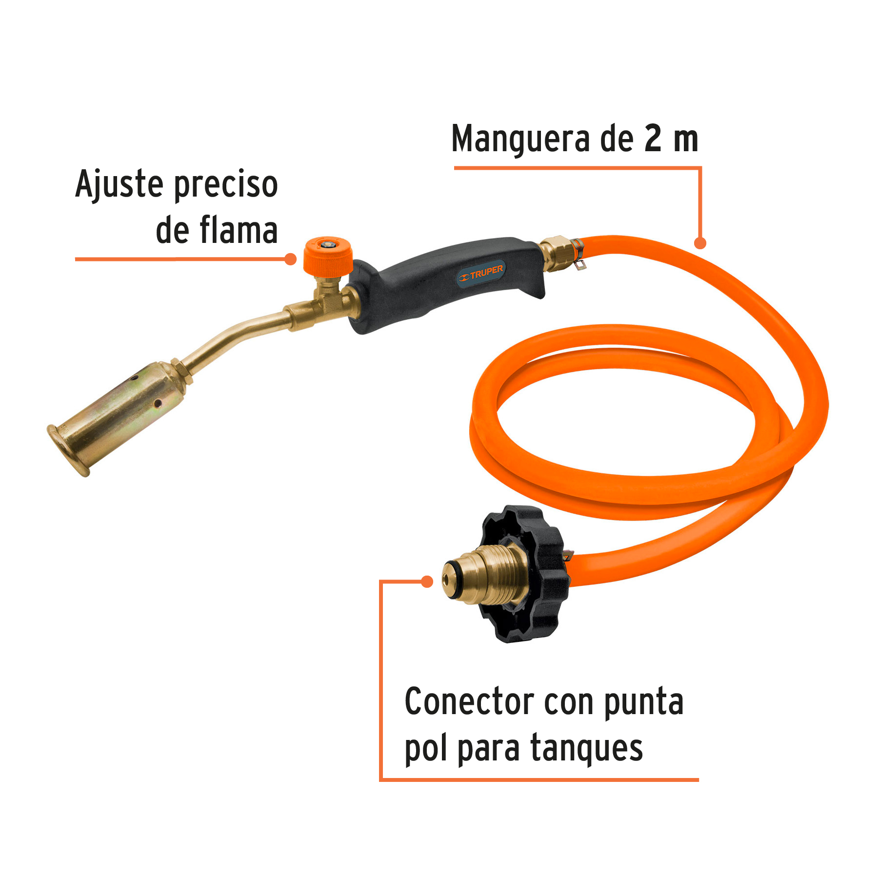 Ficha Tecnica Soplete con manguera para gas, 200 PSI, Truper