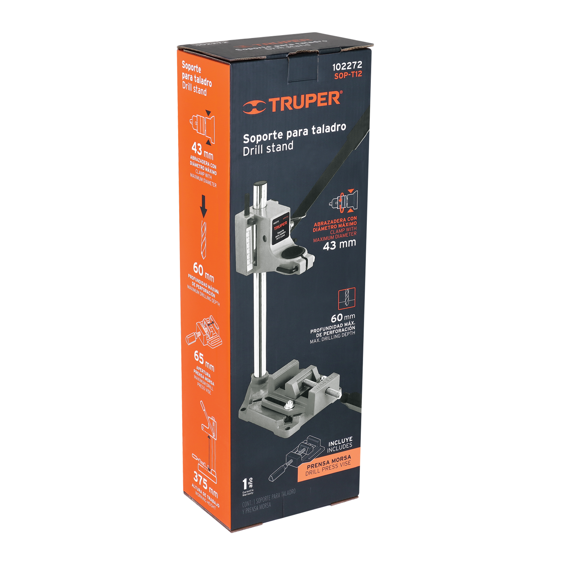 Ficha Tecnica Soporte vertical para taladro 3/8-1/2, Truper