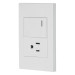 Placa armada 1 interruptor,1contacto,1.5mod,Española, blanco