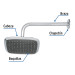 Regadera cuadrada plato ancho 8" brazo inox a muro, Foset