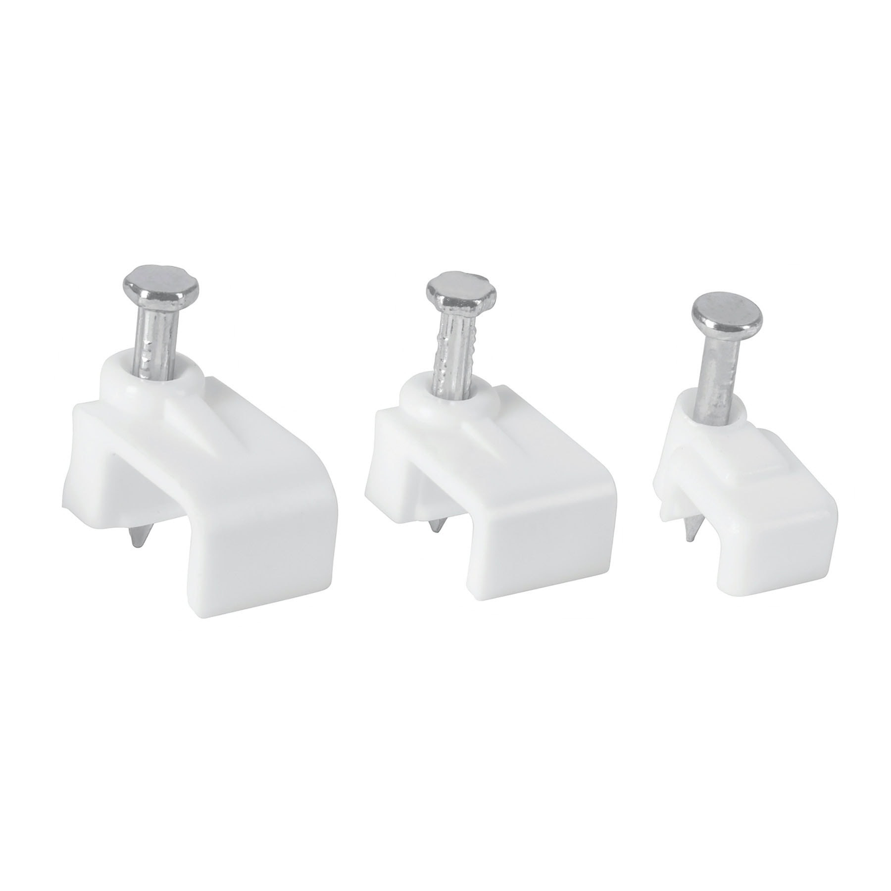 Grapas blancas para cable plano, bolsa con 20 piezas