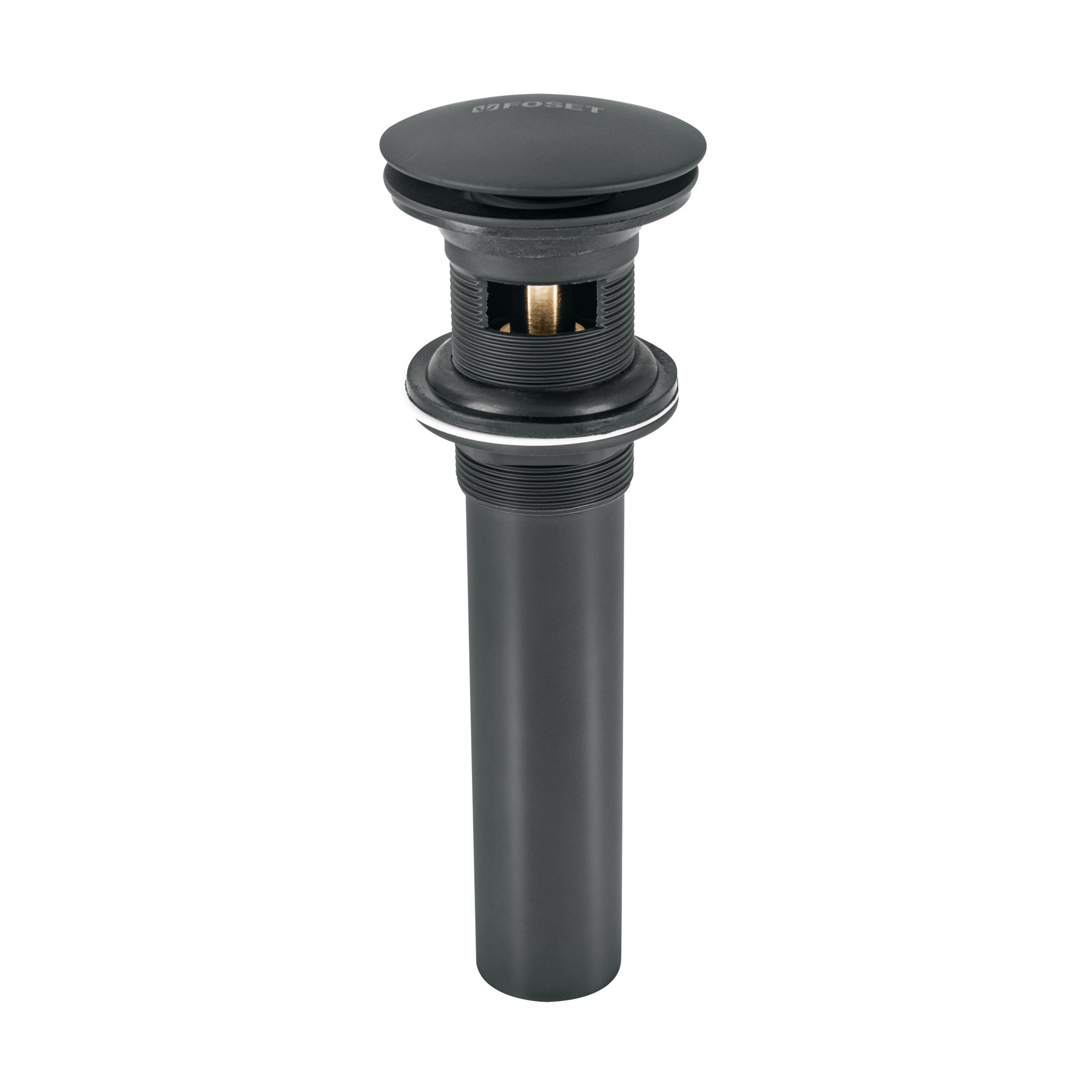Contra p/lavabo, 1-1/4", con rebosadero, hongo, latón, negro